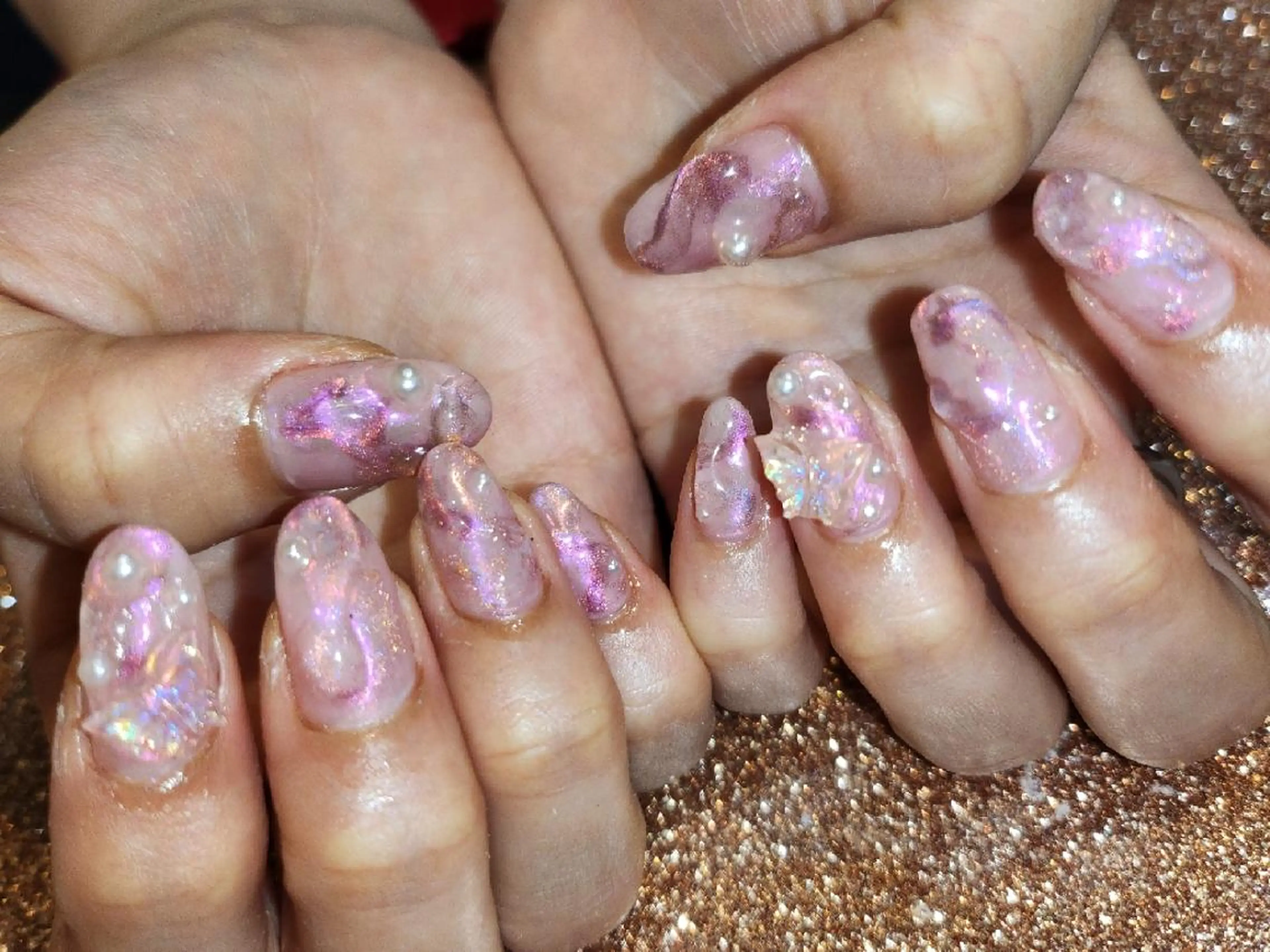 ネイル オーロラネイル 💜bora .のネイルデザイン