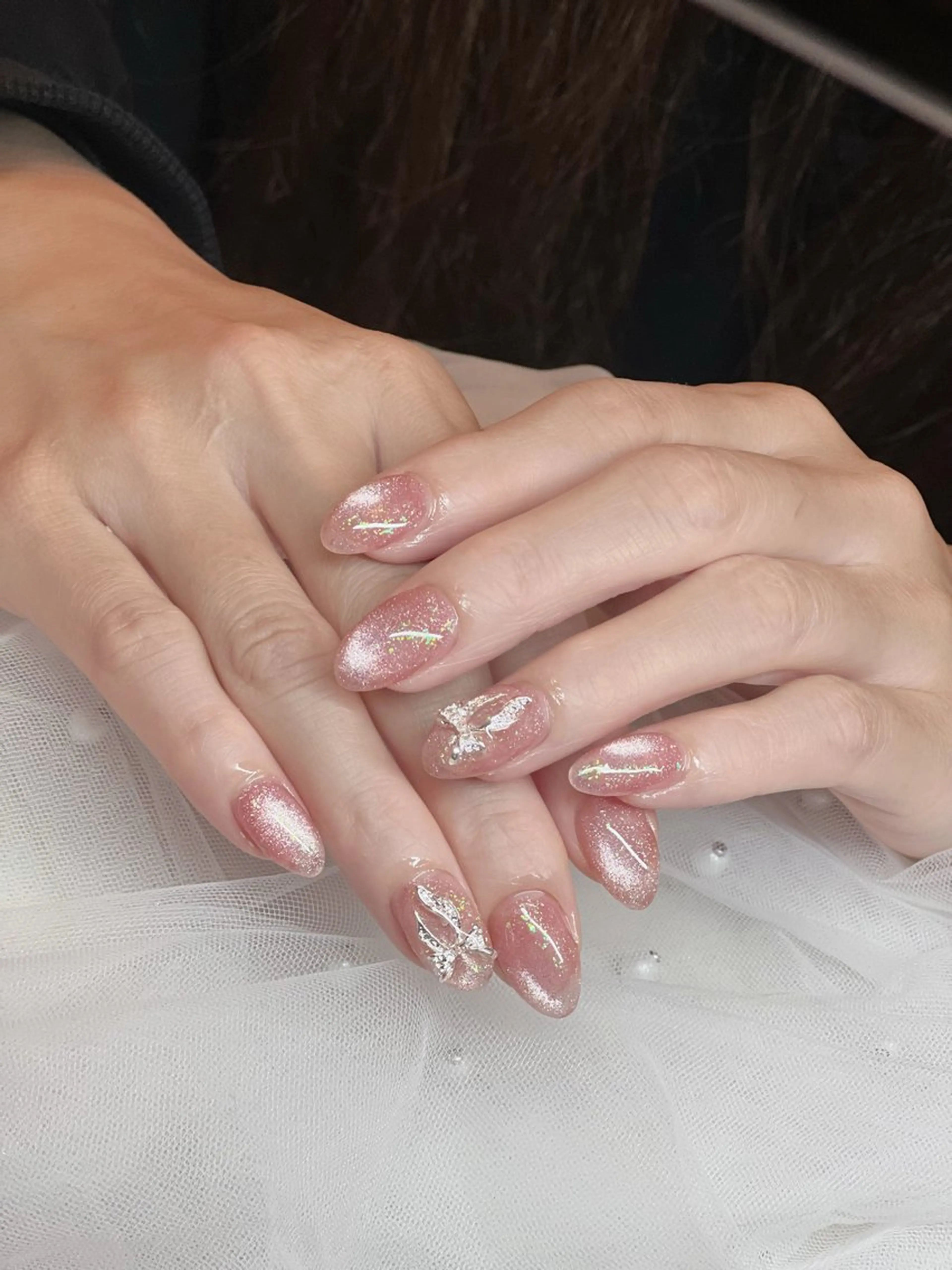 ネイル ボルドー ブラウン チークネイル ドット フットネイル ハンドネイル RUBY Nail 日暮里店のネイルデザイン