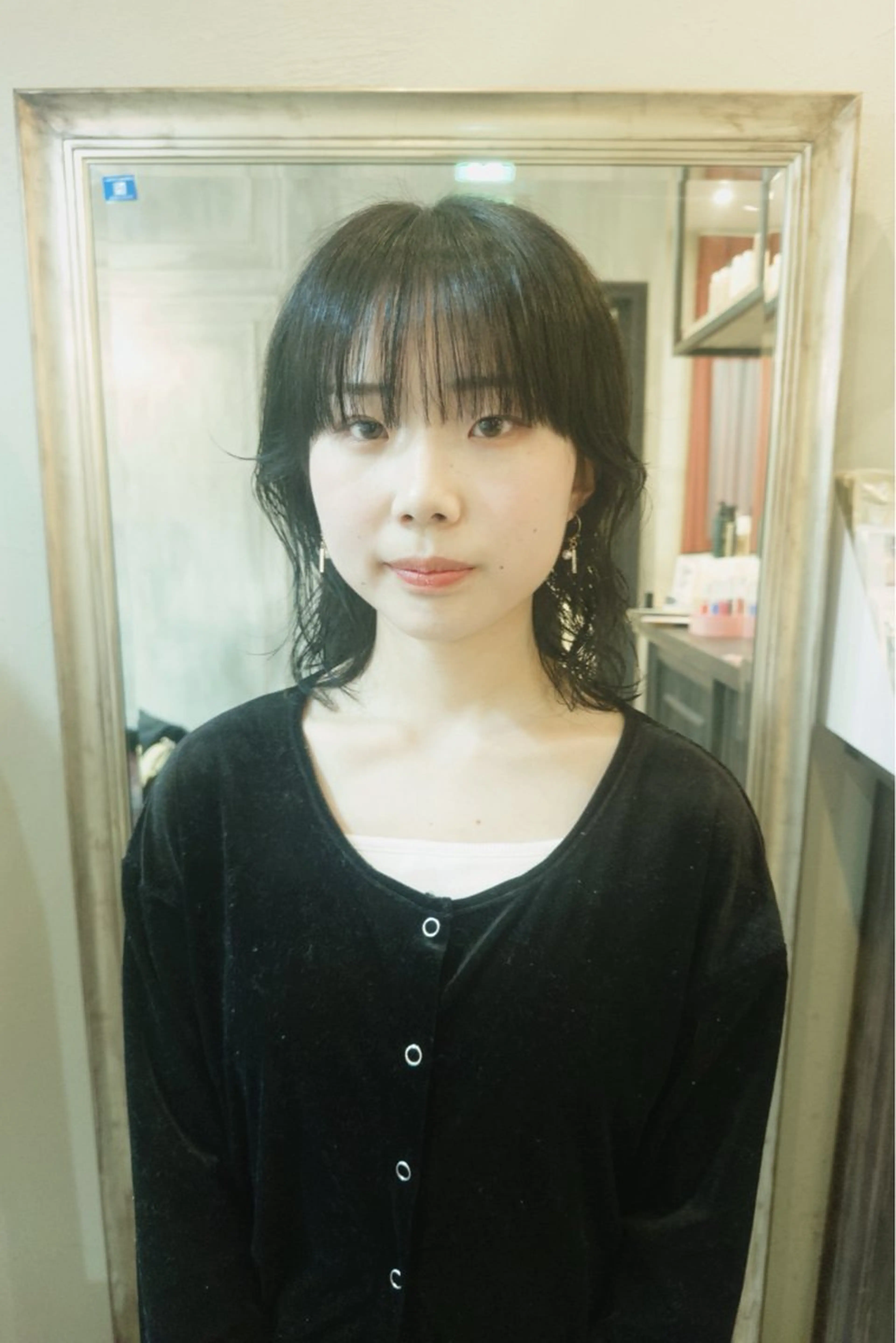 ミディアム カット パーマ ぱる/透明感カラー パーマ/カットのヘアスタイル