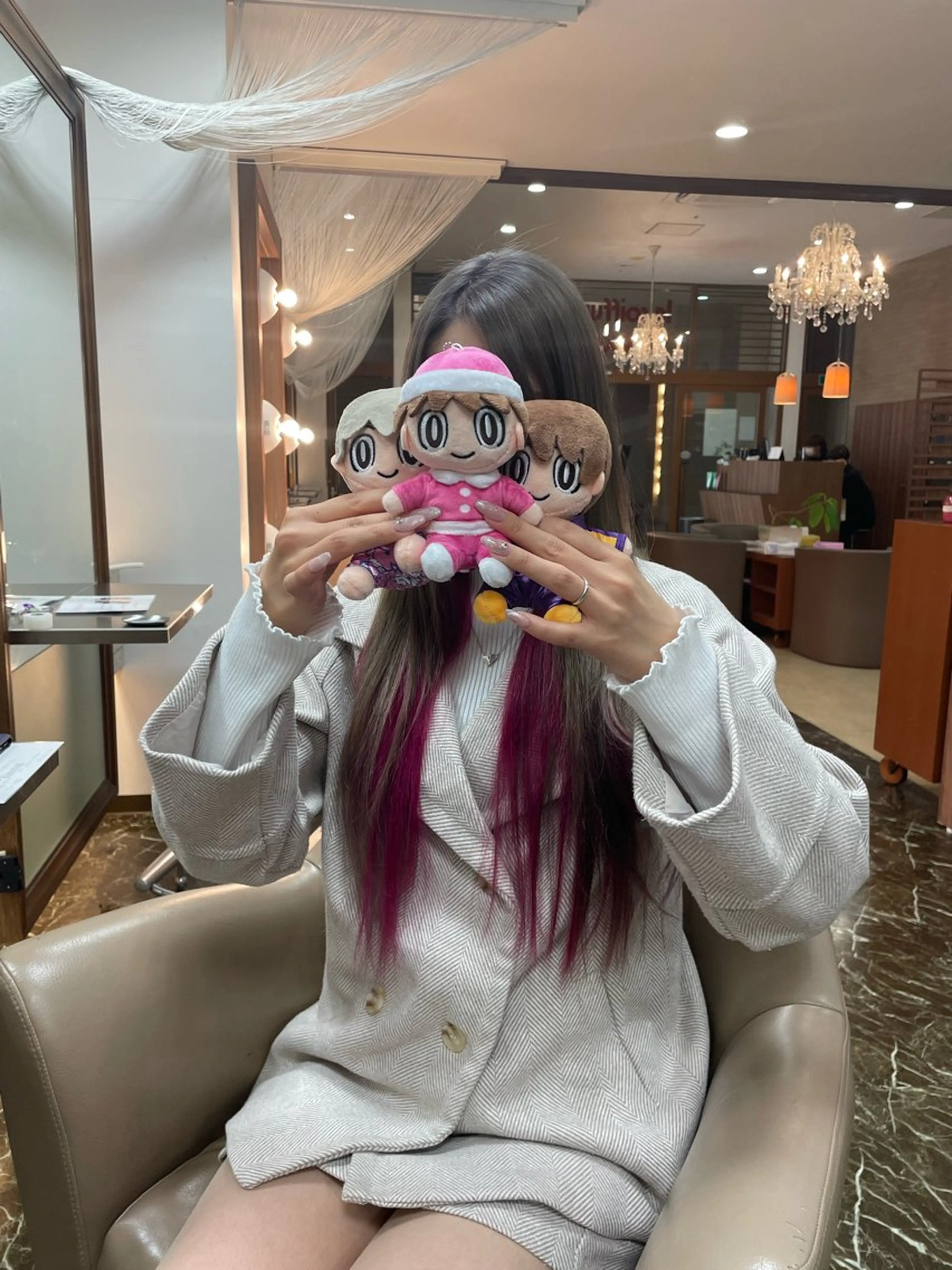 ロング カラー ピンクカラー 神田 淳美のヘアスタイル