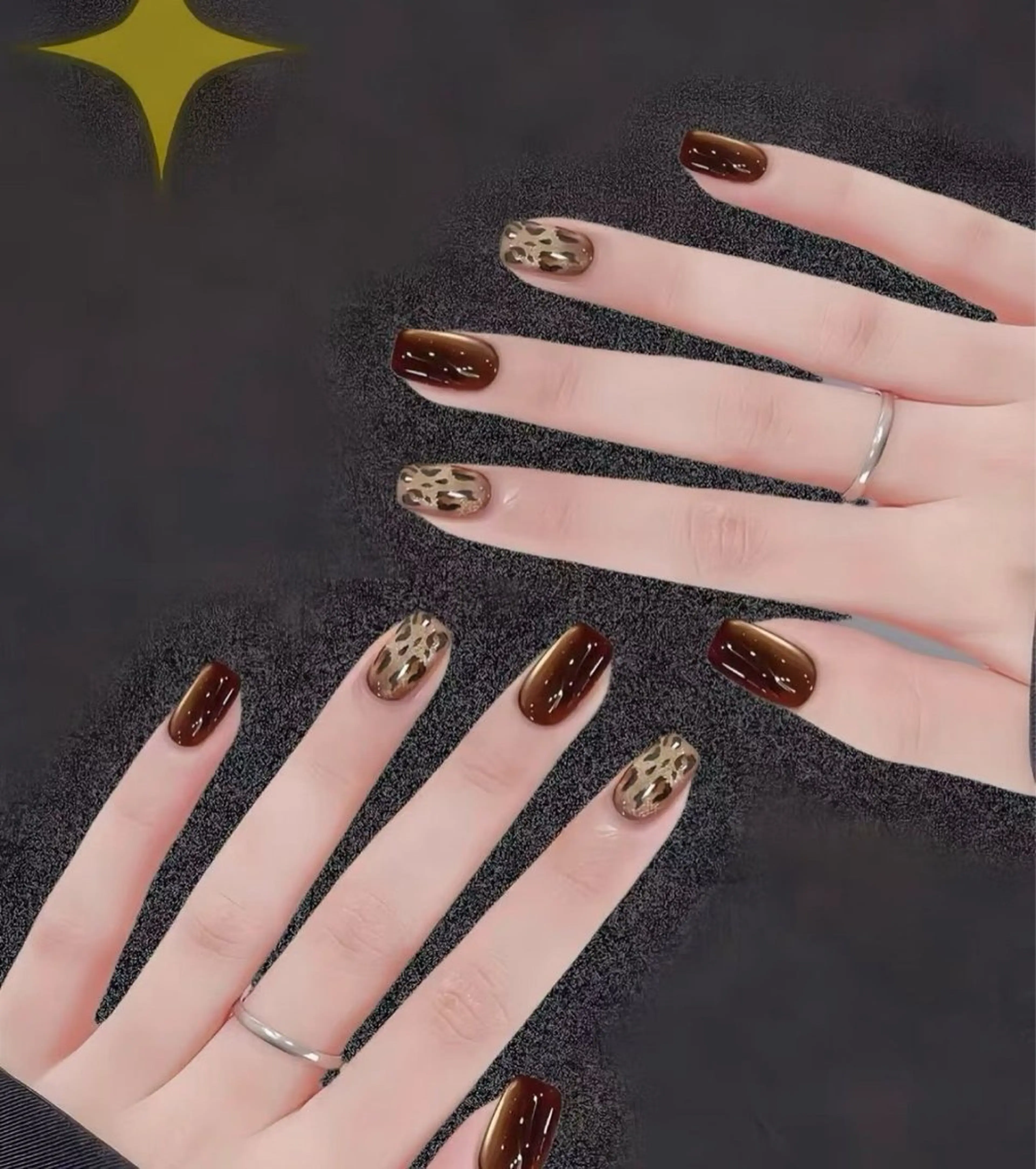 ネイル アニマル柄 ブラウン Wilu nail 二子新地駅徒歩30秒のネイルデザイン