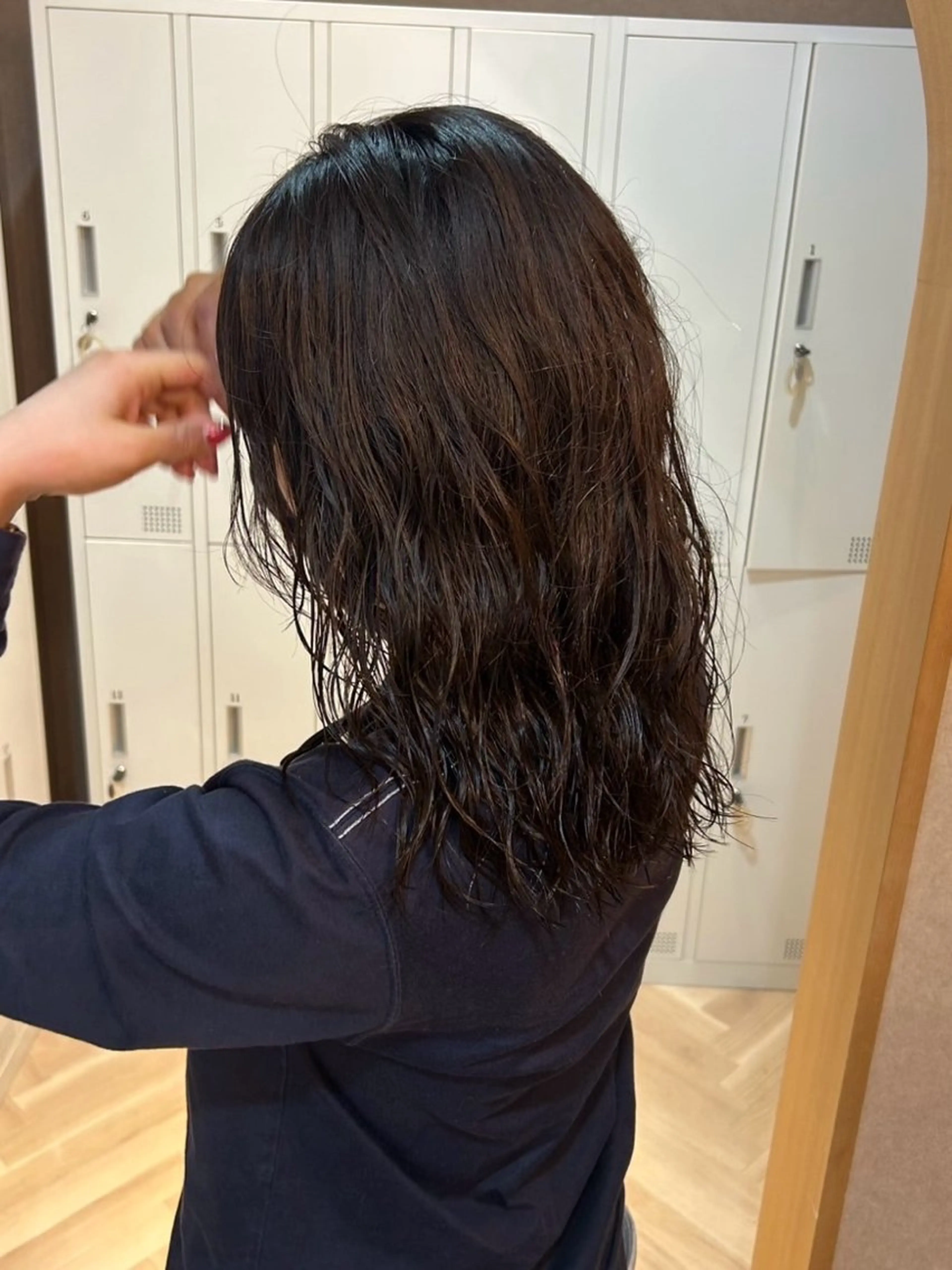 セミロング パーマ グレージュ/レイヤー /ボブ/moyu🎀のヘアスタイル