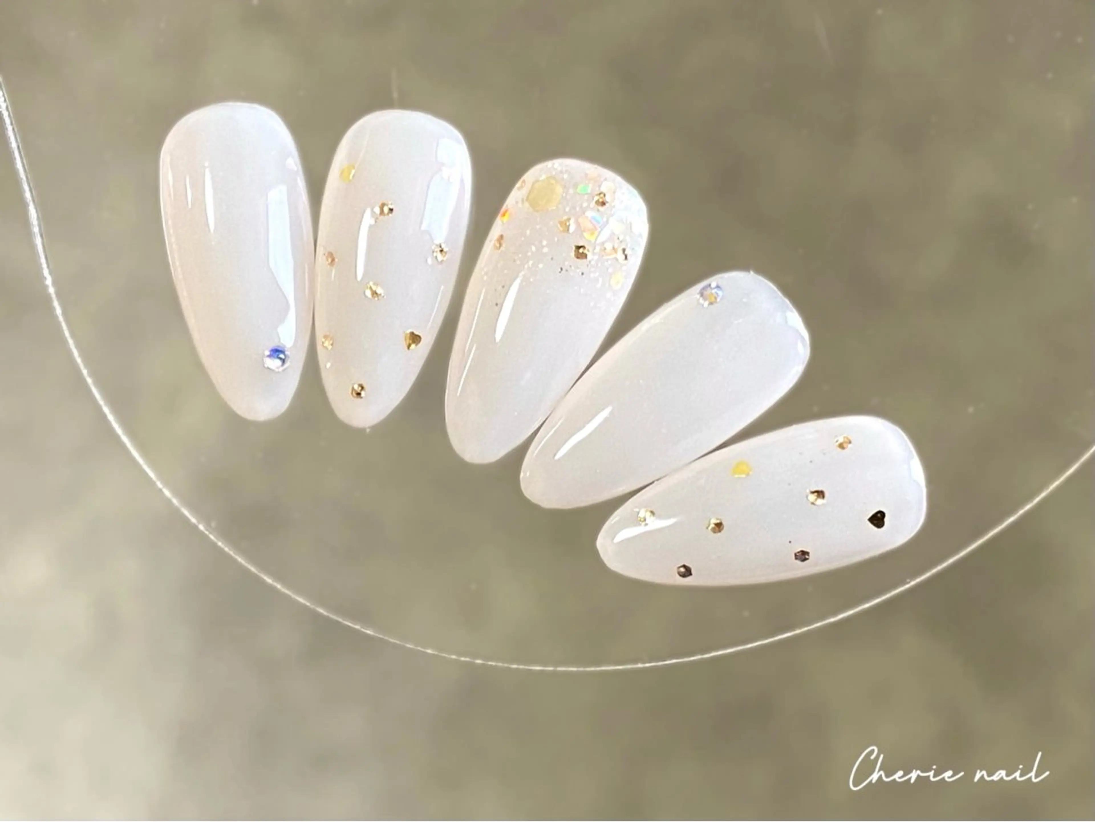 ネイル ジェルネイル ハート オフィスネイル シンプルネイル Cherienail yunaのネイルデザイン