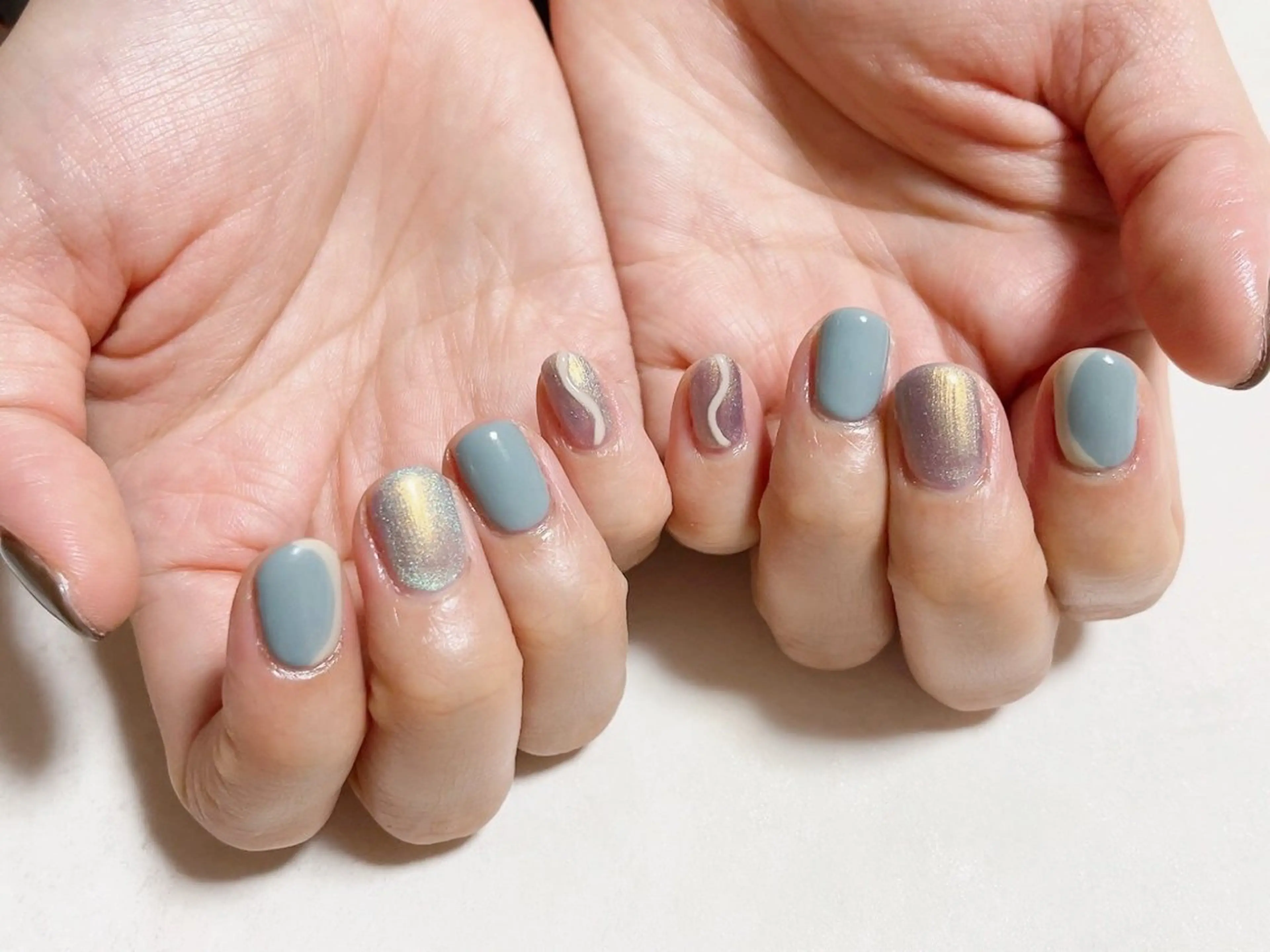 ネイル オーロラネイル フットネイル フレンチネイル ジェルネイル 韓国ネイル ハンドネイル kiki nail 二子玉川のネイルデザイン