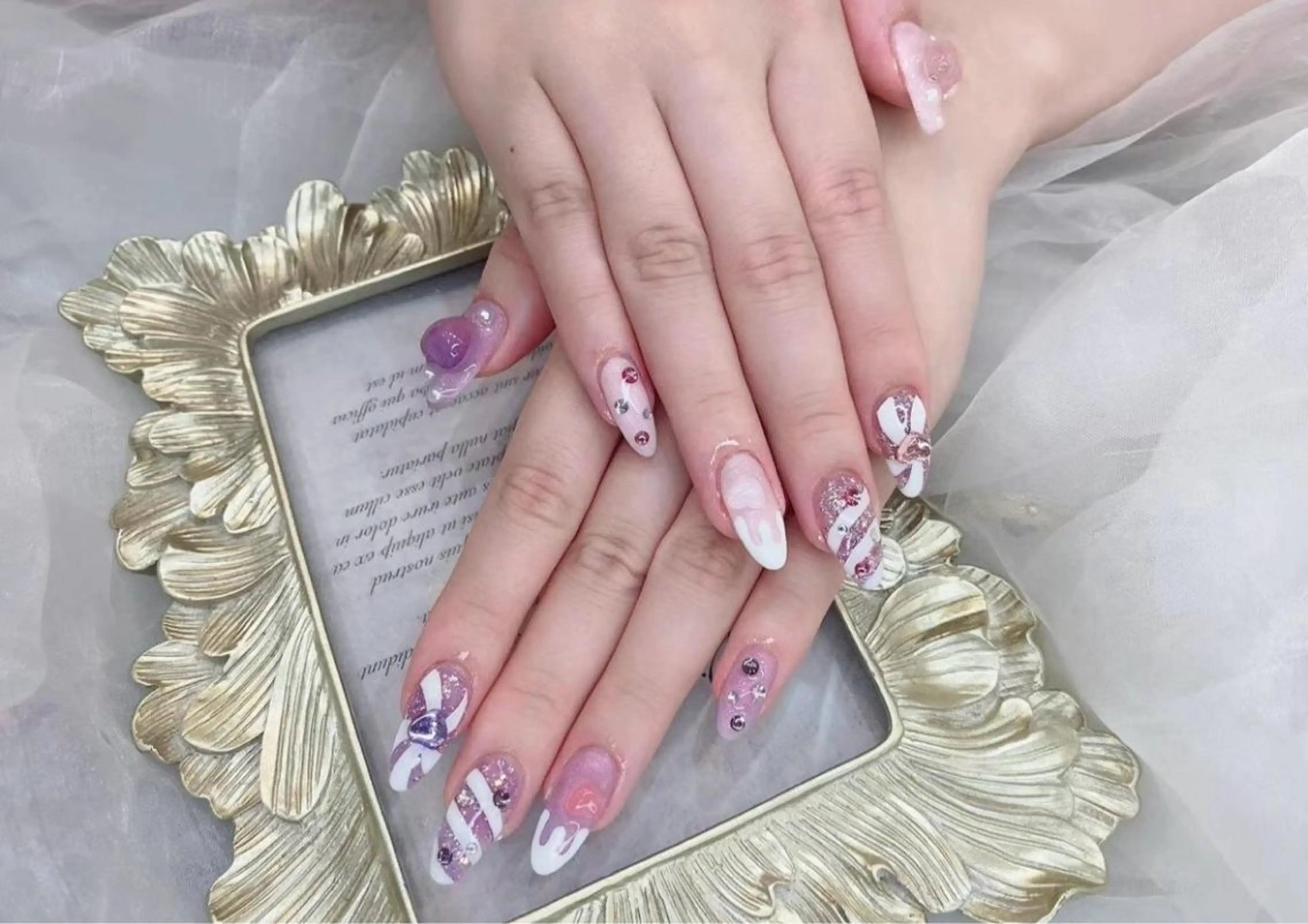 ネイル アートネイル フットネイル ジェルネイル ハート マグネットネイル Babarla Nailのネイルデザイン