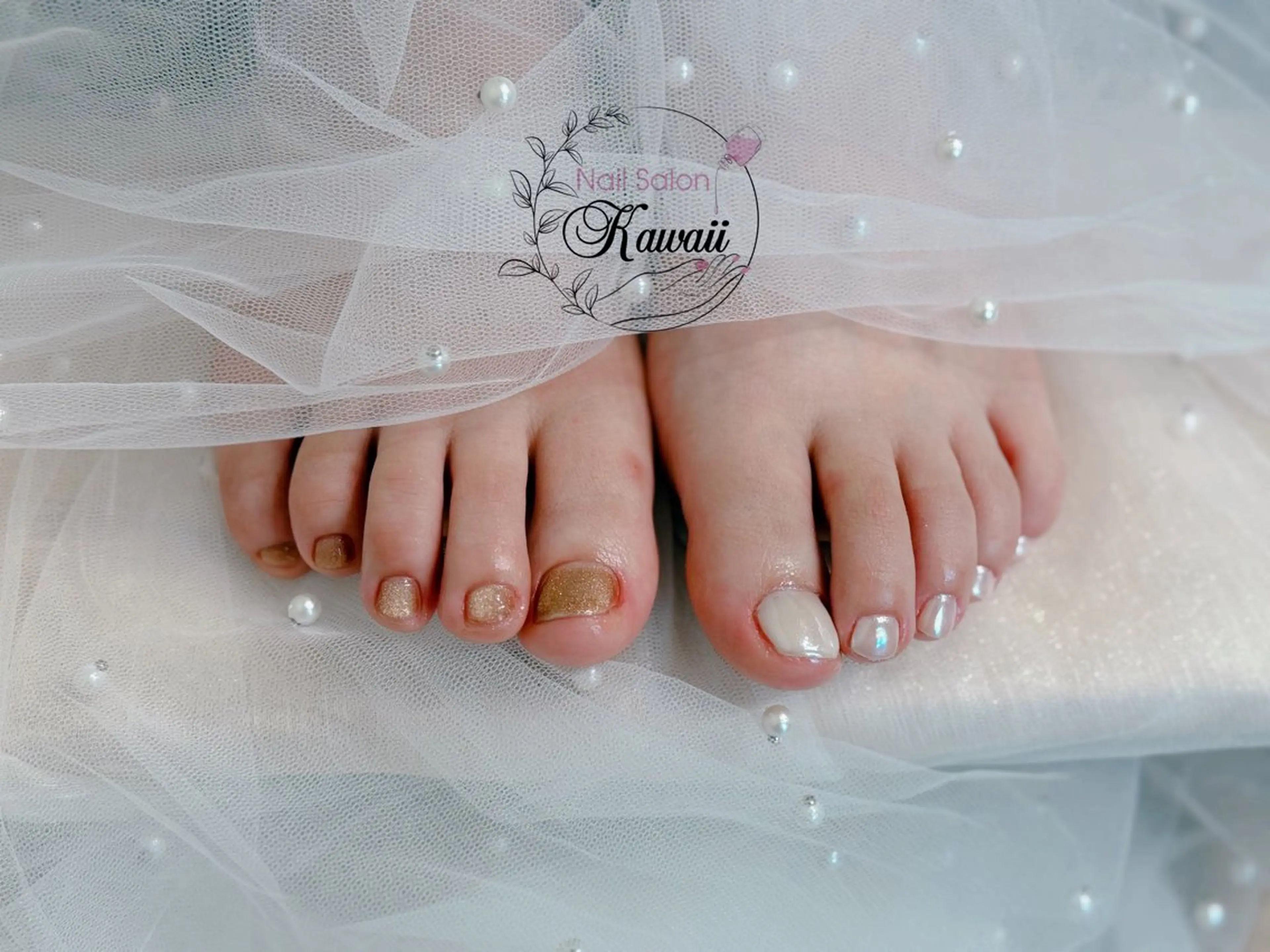 ネイル アートネイル 長さ出し フットネイル フレンチネイル ジェルネイル Kawaii Nail Salon所属・YURI NAIL NARITAのネイルデザイン