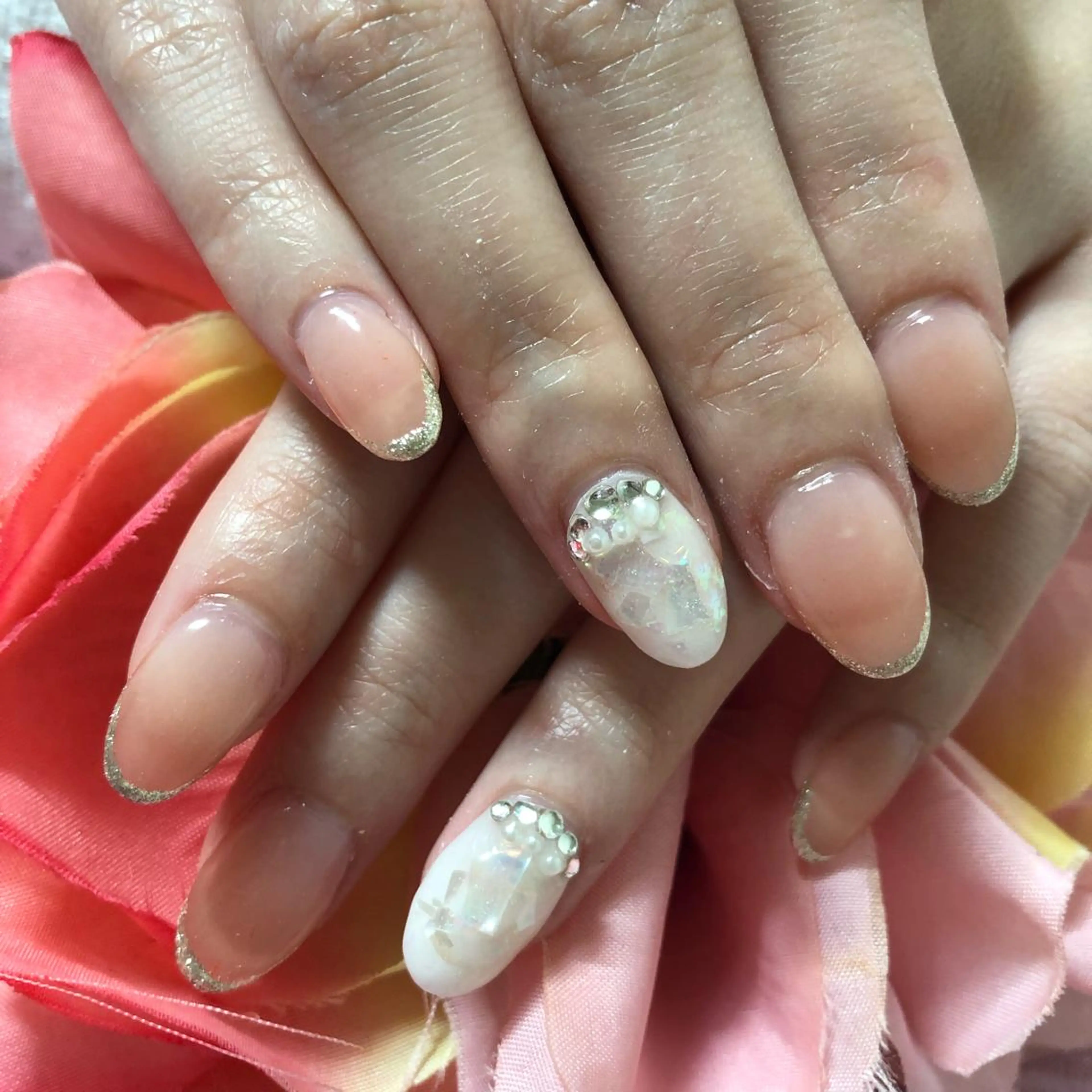 ミディアム ネイル ラメ(グリッター) ハンドネイル 《LB》ラブリエ Nail&eyeのマツエク・マツパデザイン