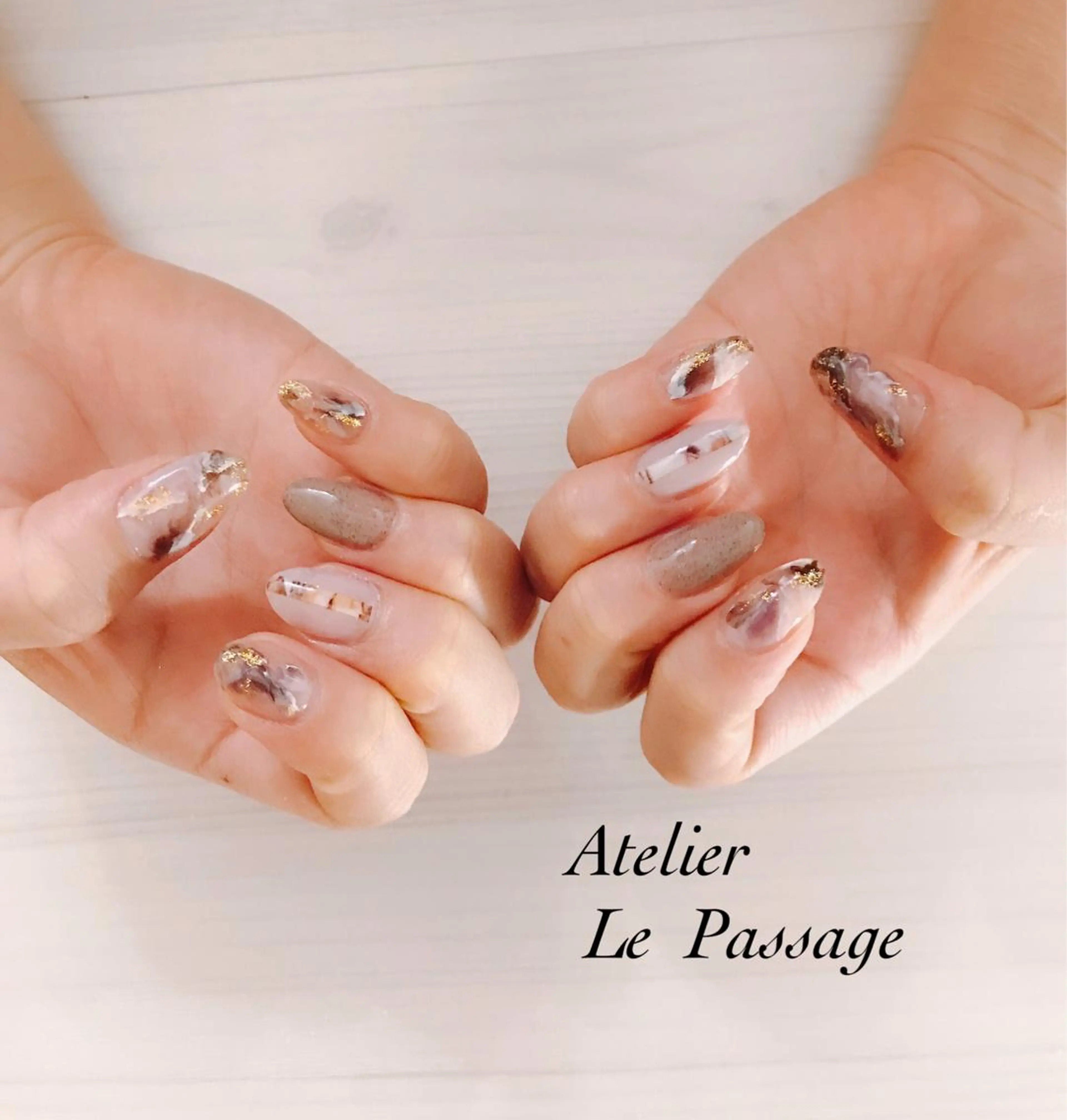 ネイル ジェルネイル 大理石ネイル(マーブル) ニュアンスネイル パラジェル 冬ネイル Atelier Le Passage所属・h nakatsukaのネイルデザイン