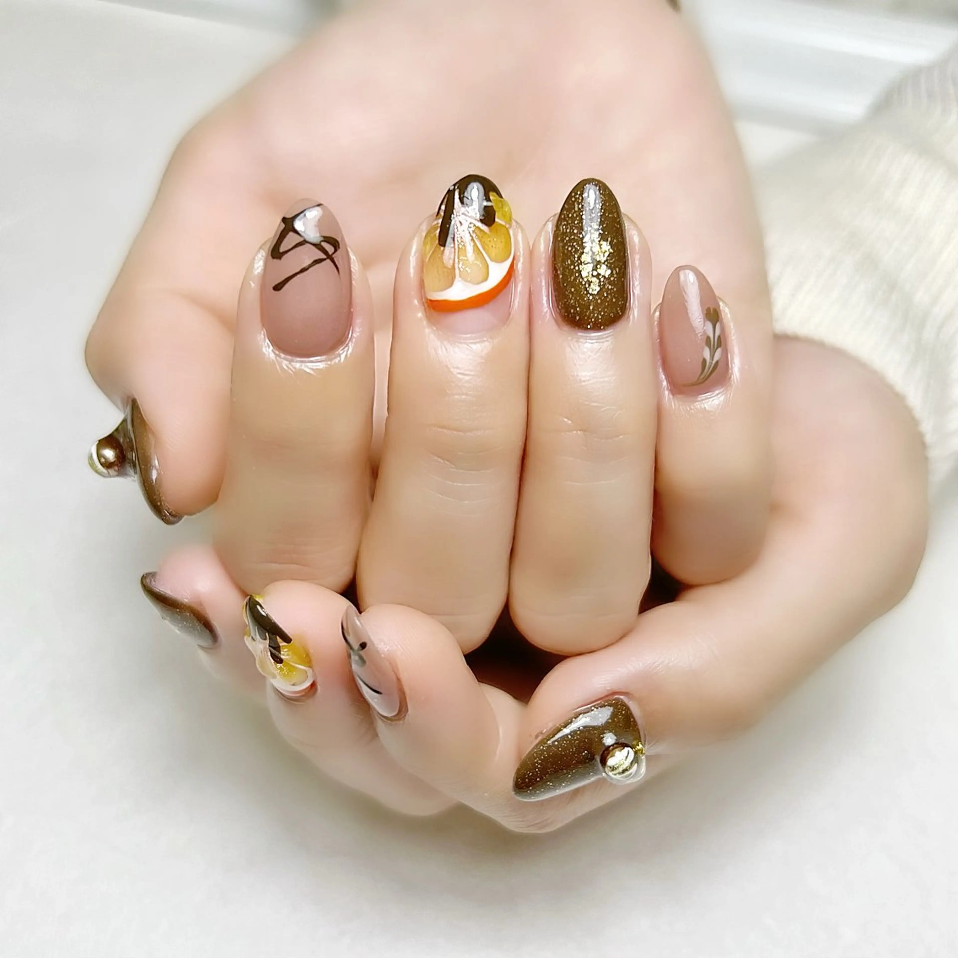ネイル オレンジ バレンタイン rouse nail RISATOのネイルデザイン