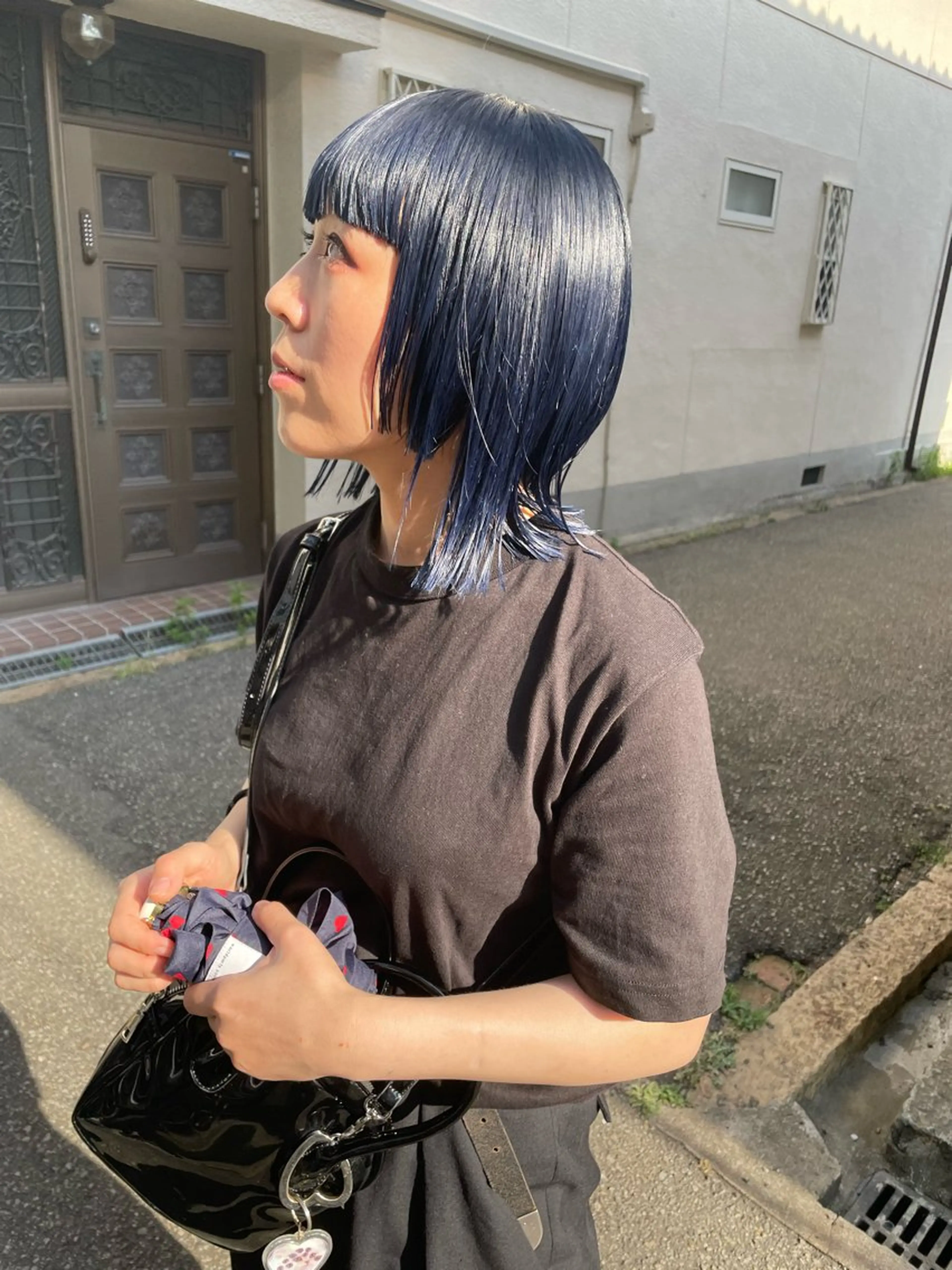 ミディアム カラー パーマ ヘアアレンジ メンズ ブルーカラー ネイビーカラー カット ヘアカラー トリートメント tatsumi/ボブ ウルフ/レイヤーのヘアスタイル