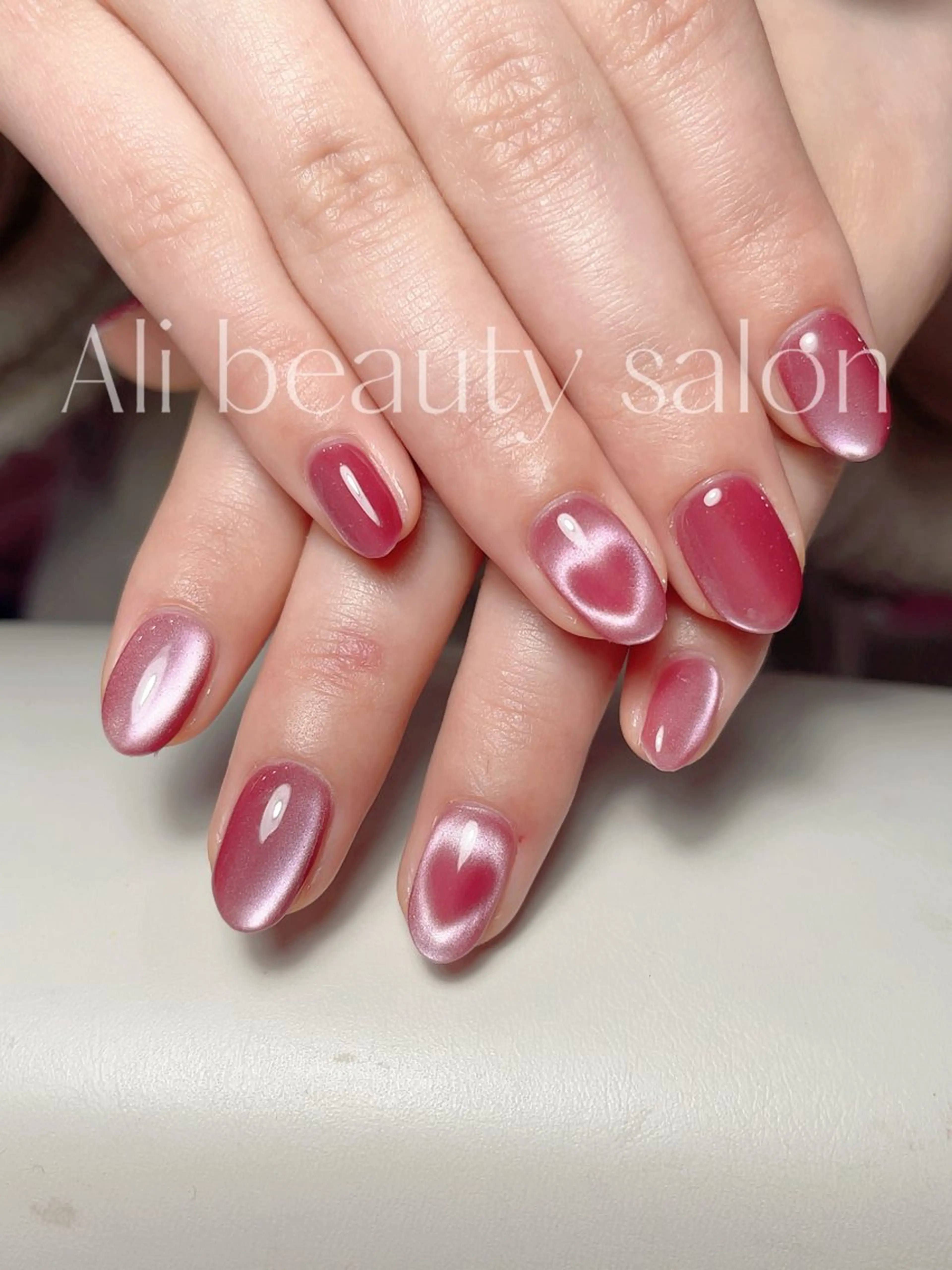 ネイル ハート マグネットネイル ビー玉ネイル ハンドネイル Ali 新小岩 ネイル専門のネイルデザイン