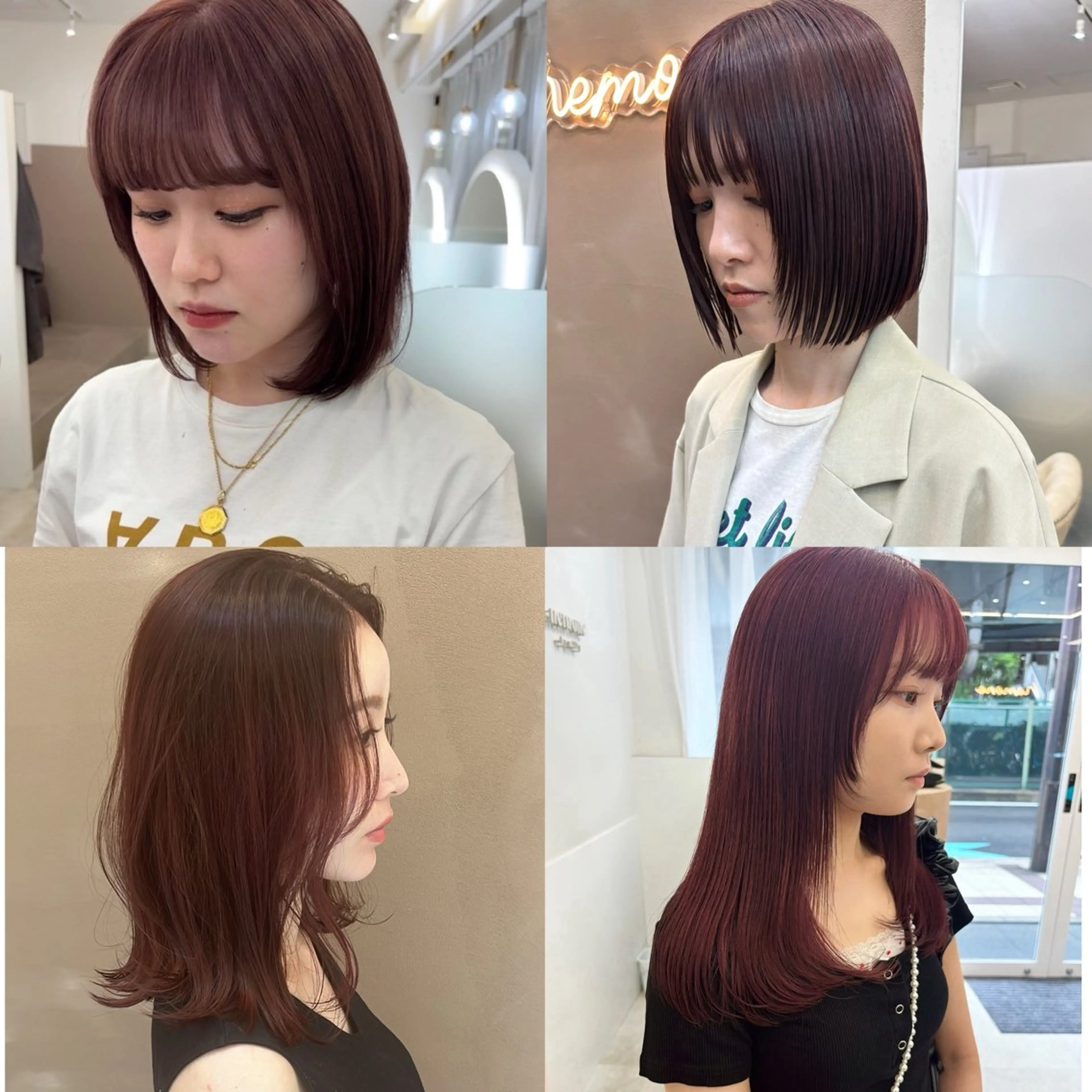 ミディアム カラー ボブ レイヤーカット 透明感カラー／ 髪質改善／ボブ／中山のヘアスタイル