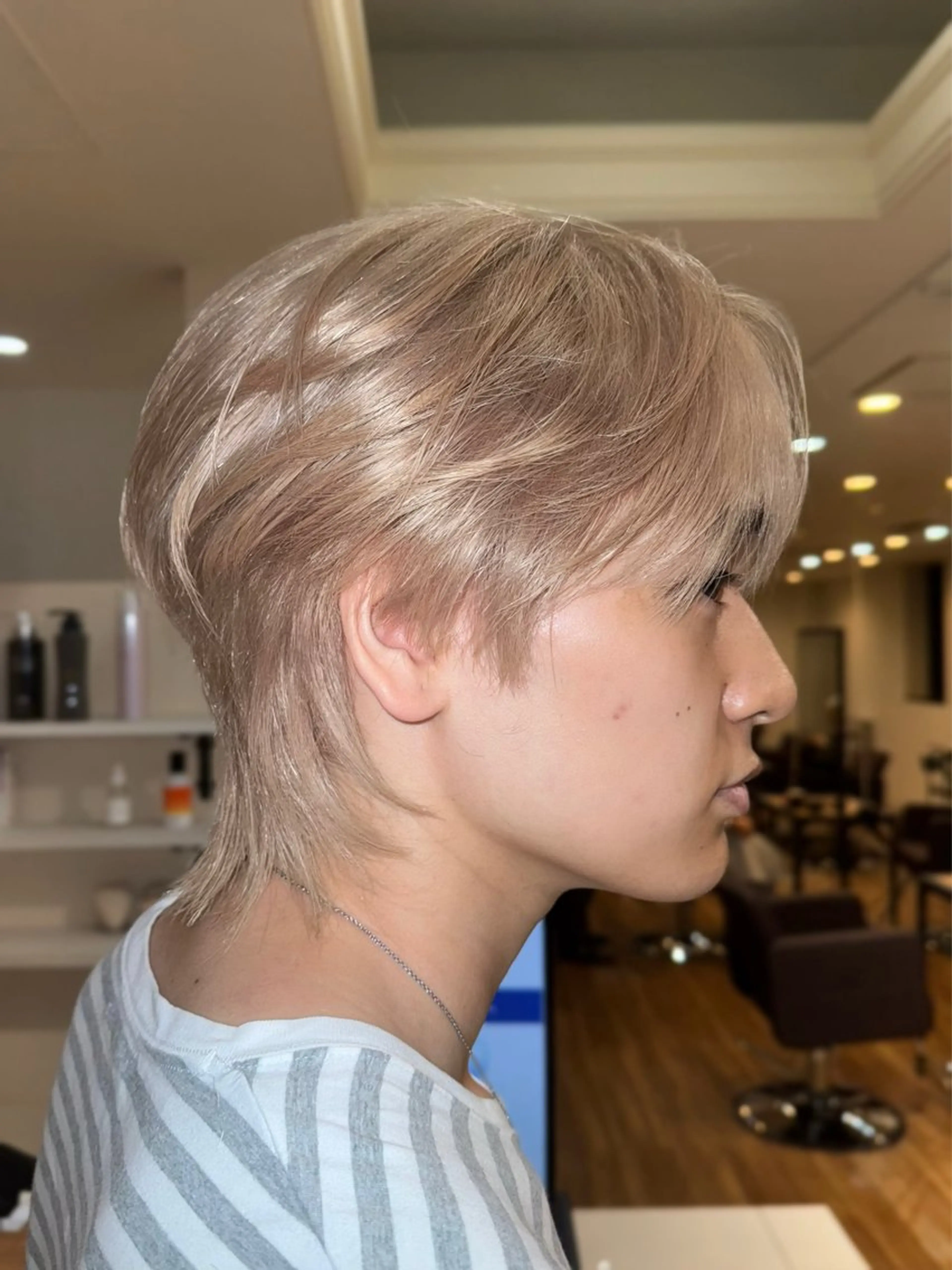 ミディアム カラー メンズ カット ヘアカラー トリートメント ヘアセット ダウンパーマ/韓国 ヘア/ブリーチ/桑本のヘアスタイル