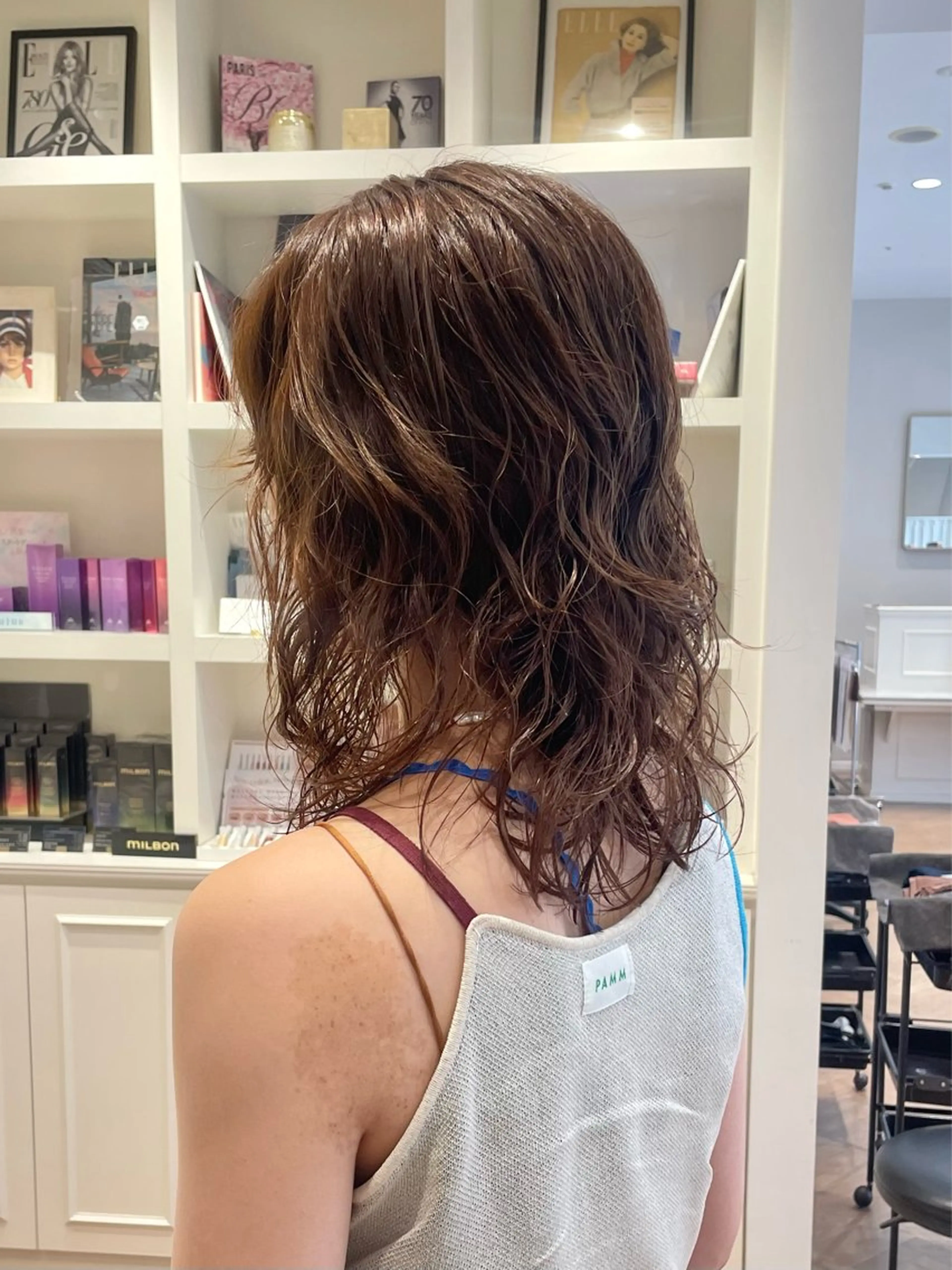 セミロング パーマ カット パーマ ELLE salon サエのヘアスタイル