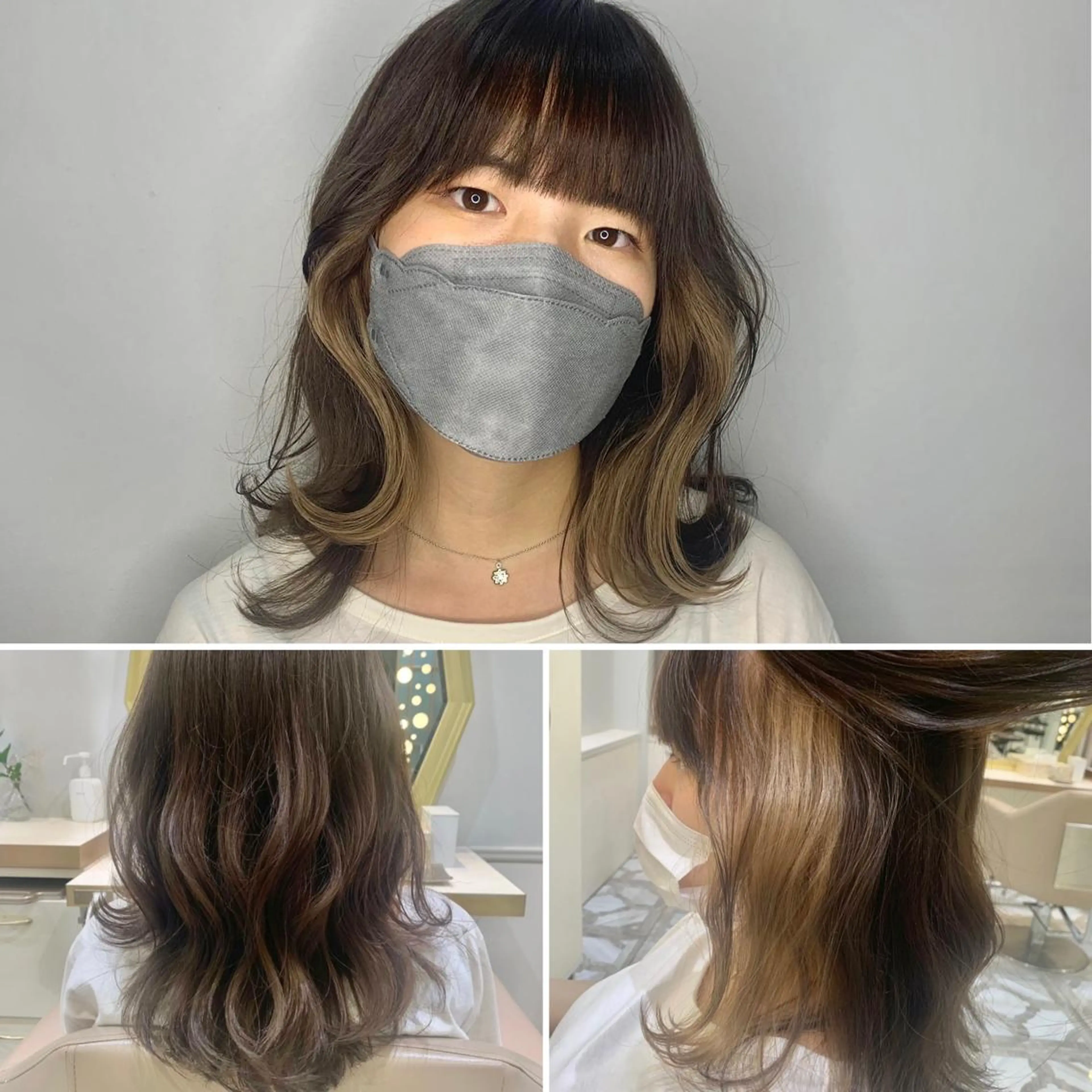ミディアム カラー パーマ ヘアアレンジ メンズ キッズ ネイル マツエク・マツパ アイブロウ 《褒められる》 透明感カラー/小嶋のヘアスタイル