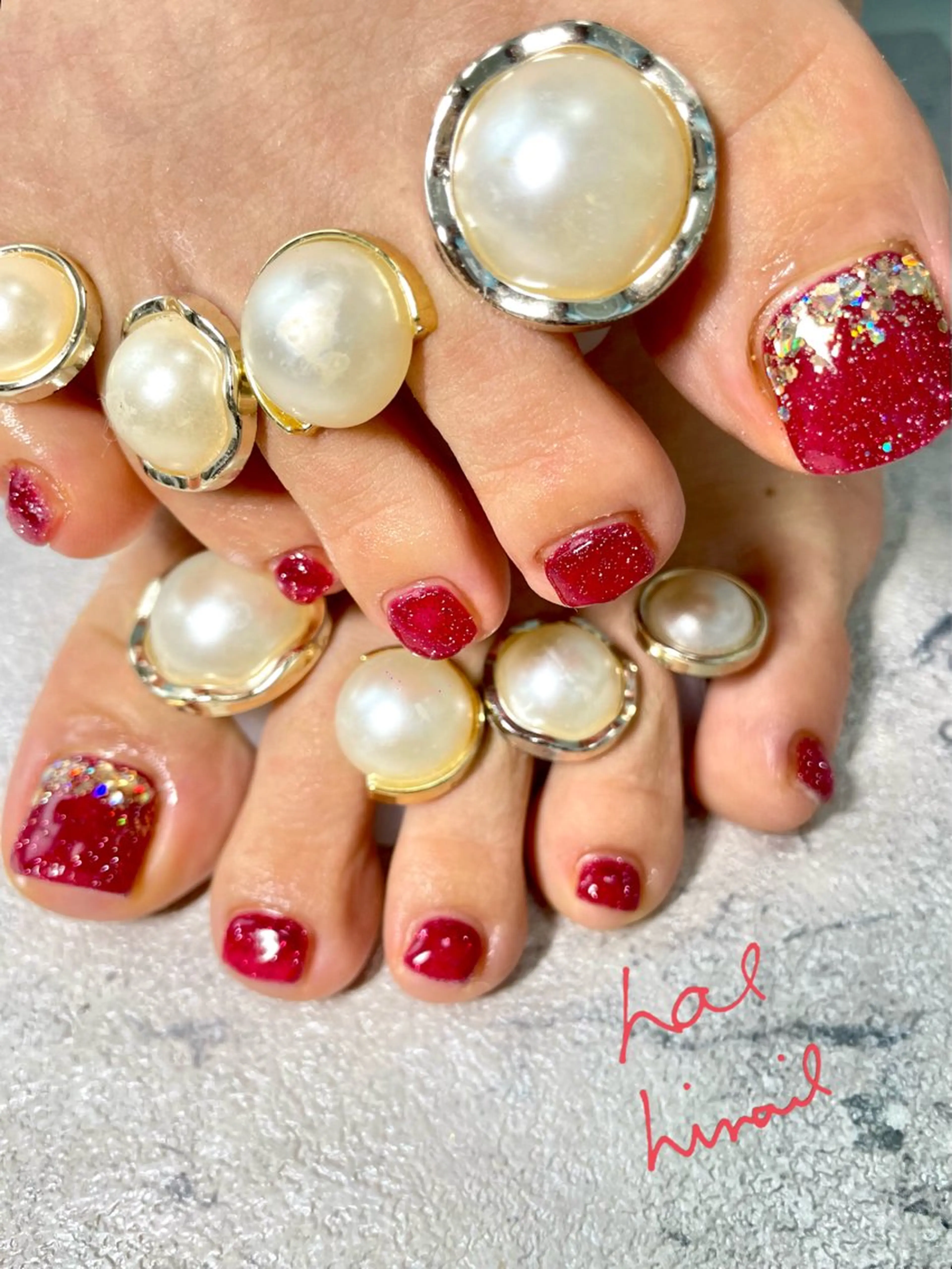 ネイル フットネイル ラメ(グリッター) はるひな ねいるのネイルデザイン