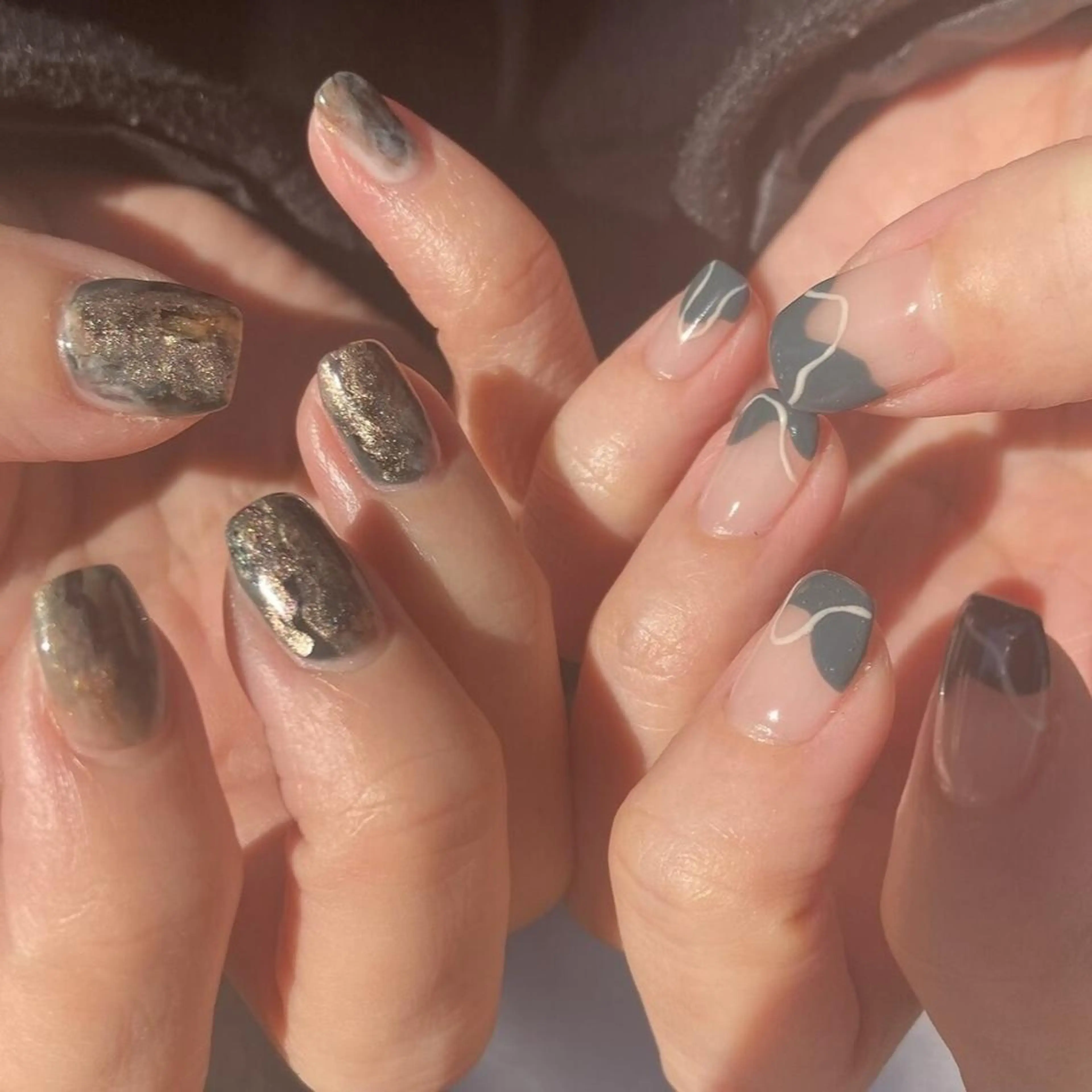 ネイル アートネイル クリアネイル フレンチネイル ジェルネイル ガラスフレンチ 【パラジェル認定】 newiネイル京橋のネイルデザイン