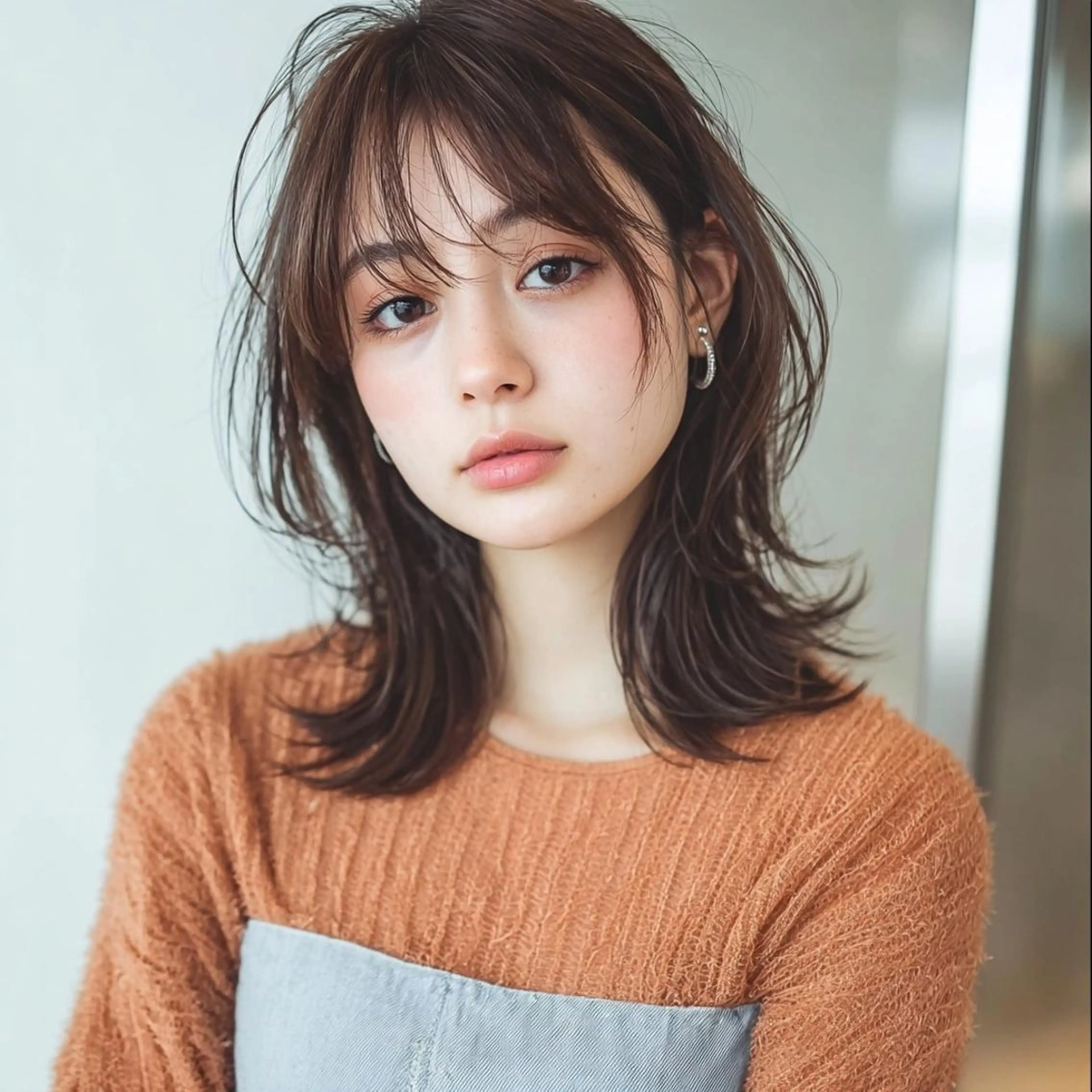 ミディアム 韓国レイヤーカット✨ 縮毛矯正　原田 優作のヘアスタイル