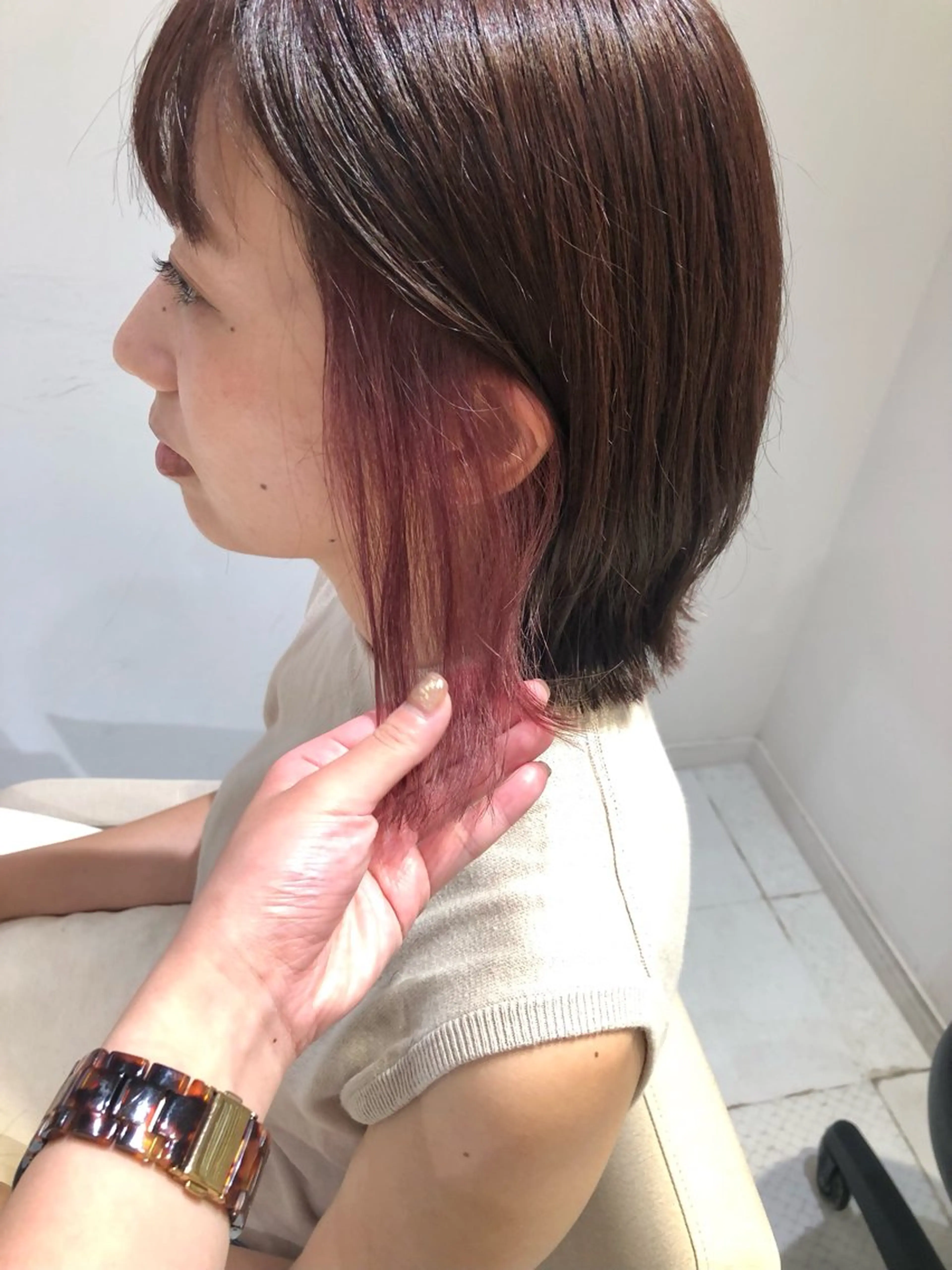 ミディアム カラー ブリーチ ピンクカラー ヘアカラー レイヤー/お顔まわり 暖色カラー🍑Amiのその他イメージ