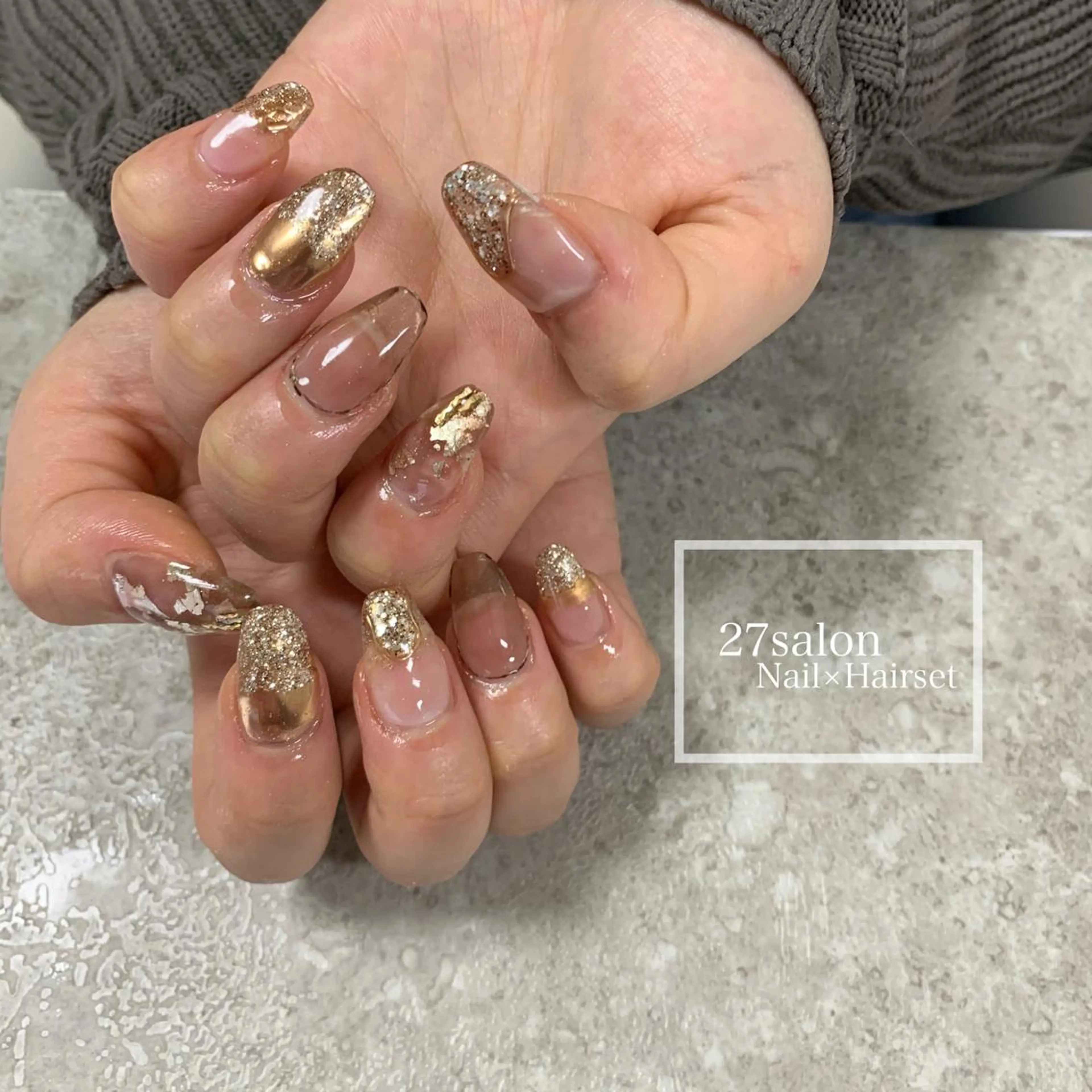 ネイル ミラーネイル ニュアンスネイル 27salon yuinaのネイルデザイン