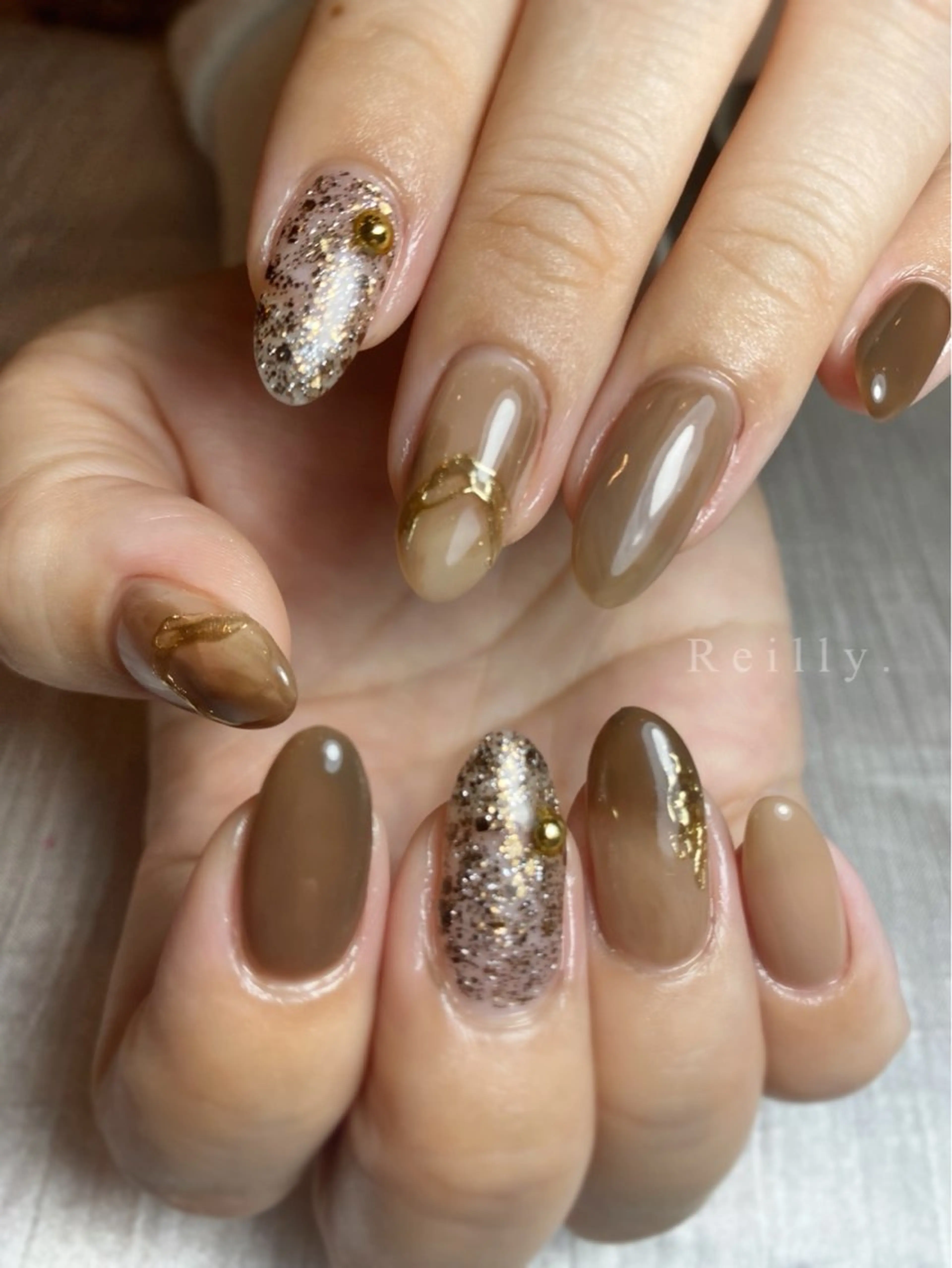 ネイル フラッシュネイル フレンチネイル ジェルネイル グラデーション ラメ(グリッター) REILLY.　private nail salon所属・Marina 《REILLY.》のネイルデザイン