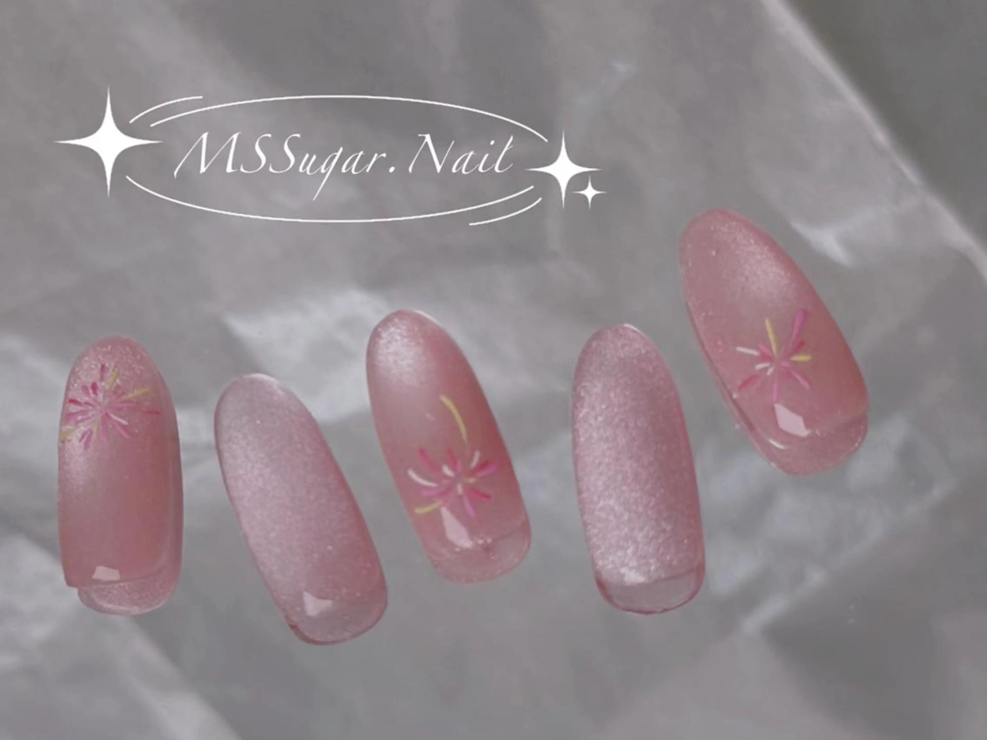 ネイル ロングネイル マグネットネイル スカルプネイル ネイルチップ ワンホンネイル ハンドネイル MSSugar Nailのネイルデザイン