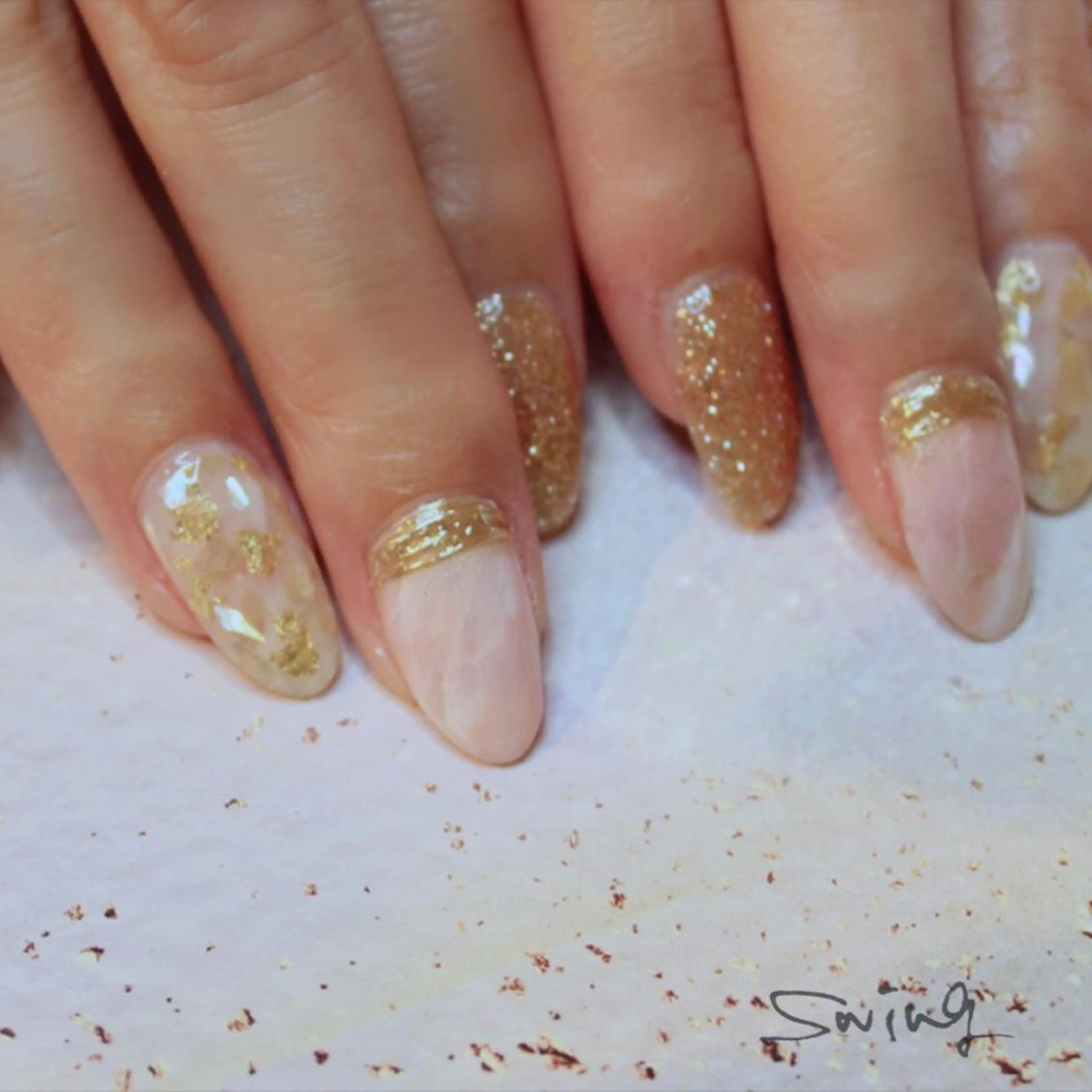 ネイル 大理石ネイル(マーブル) ピンク ホワイト SWING Nail Salon所属・Yoshida Takakoのネイルデザイン