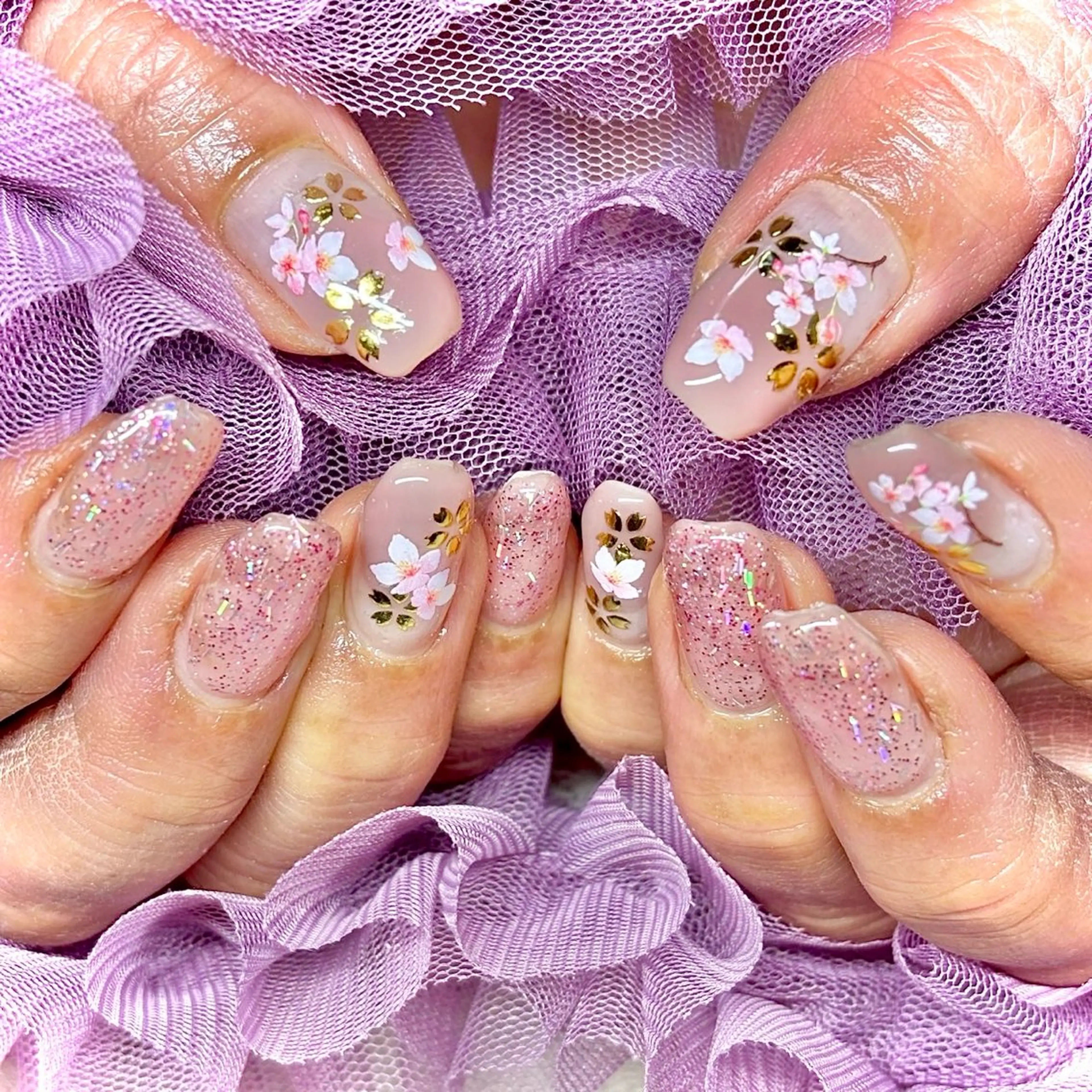 ネイル 桜ネイル 春ネイル ワンホンネイル miminon 自宅ネイルサロンのネイルデザイン