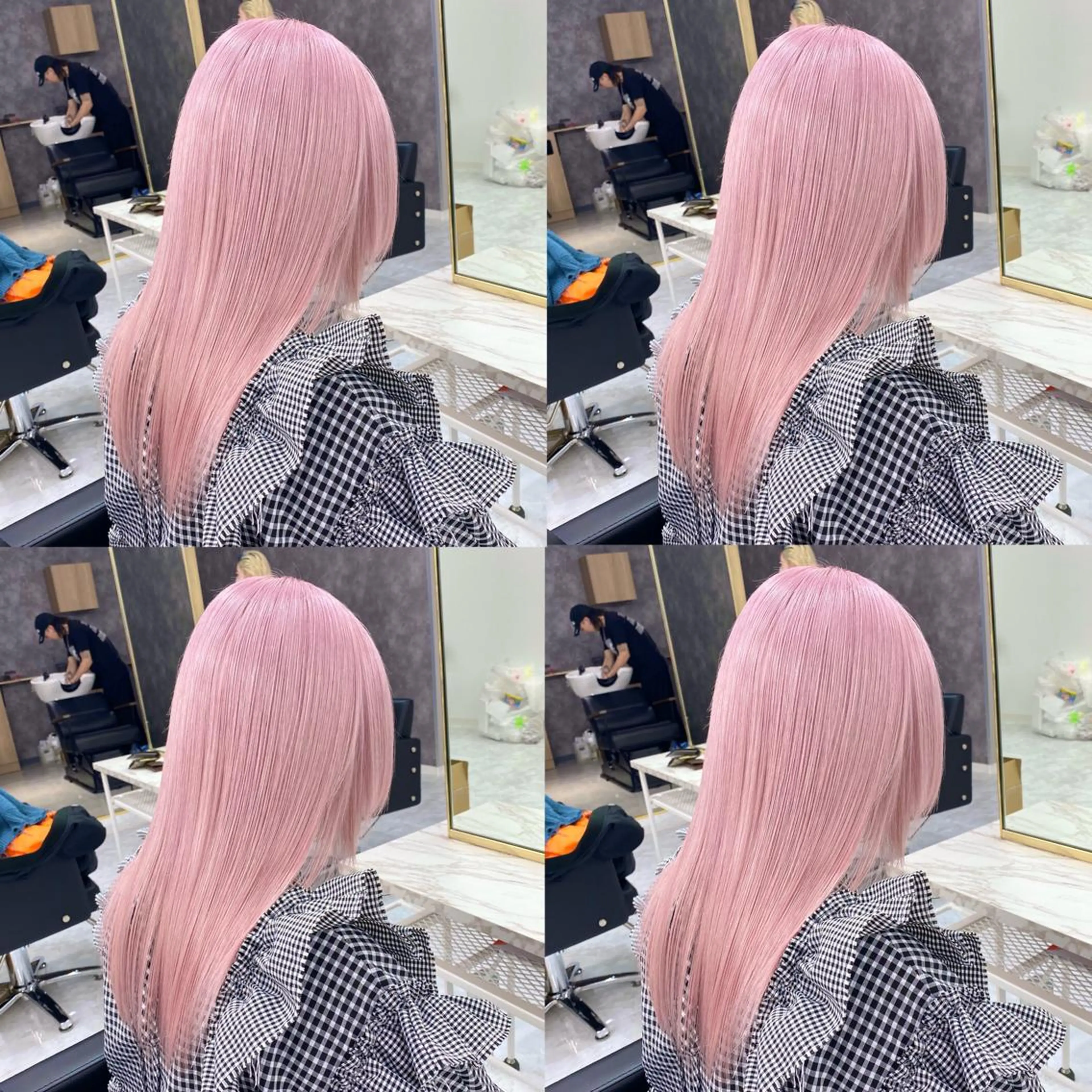 ロング カラー パーマ ヘアアレンジ メンズ キッズ ネイル マツエク・マツパ アイブロウ ヘアカラー トリートメント ハイトーン/ピンク 💗モモ໒꒱のヘアスタイル