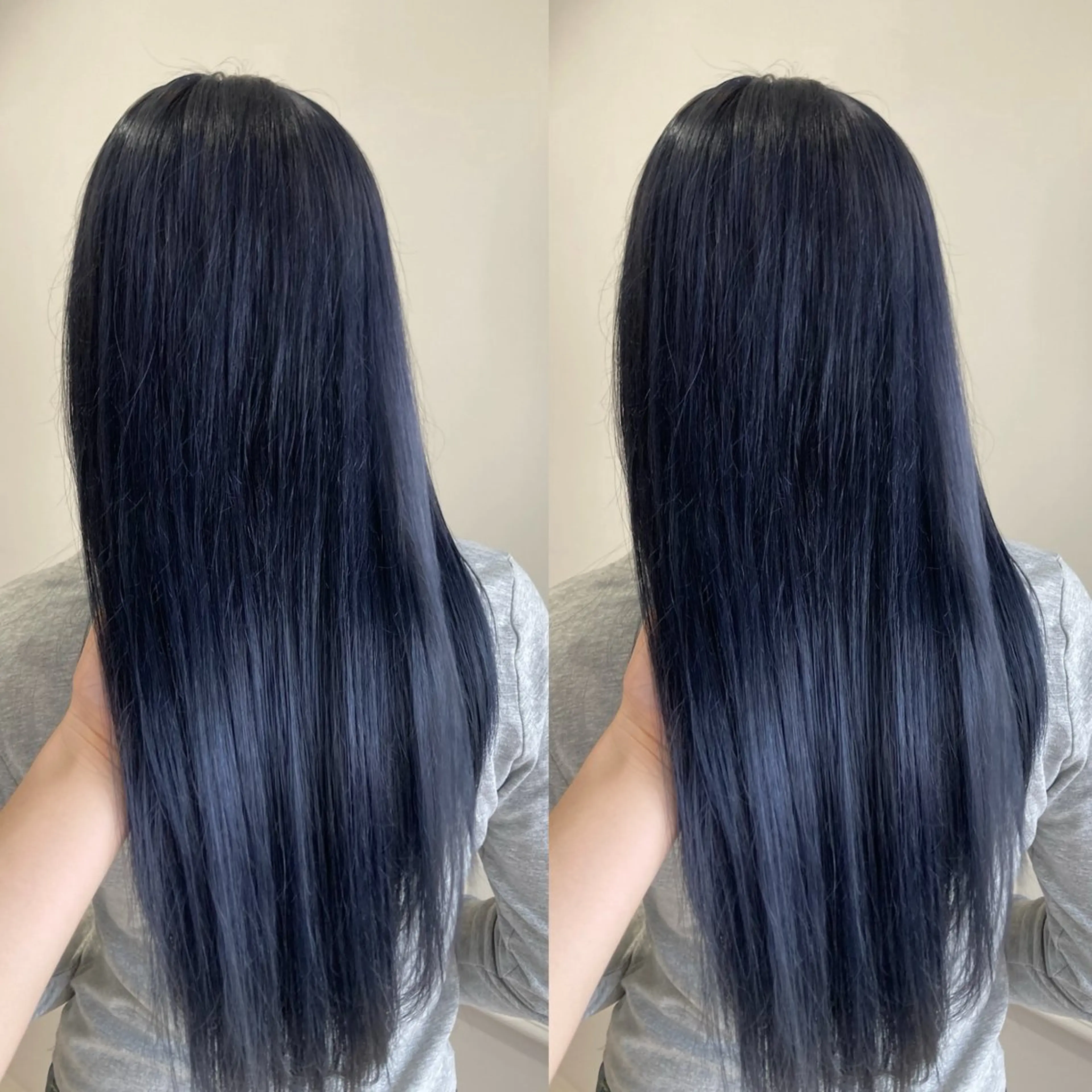 セミロング カラー ブリーチ ブルーカラー schon所属・み うのヘアスタイル