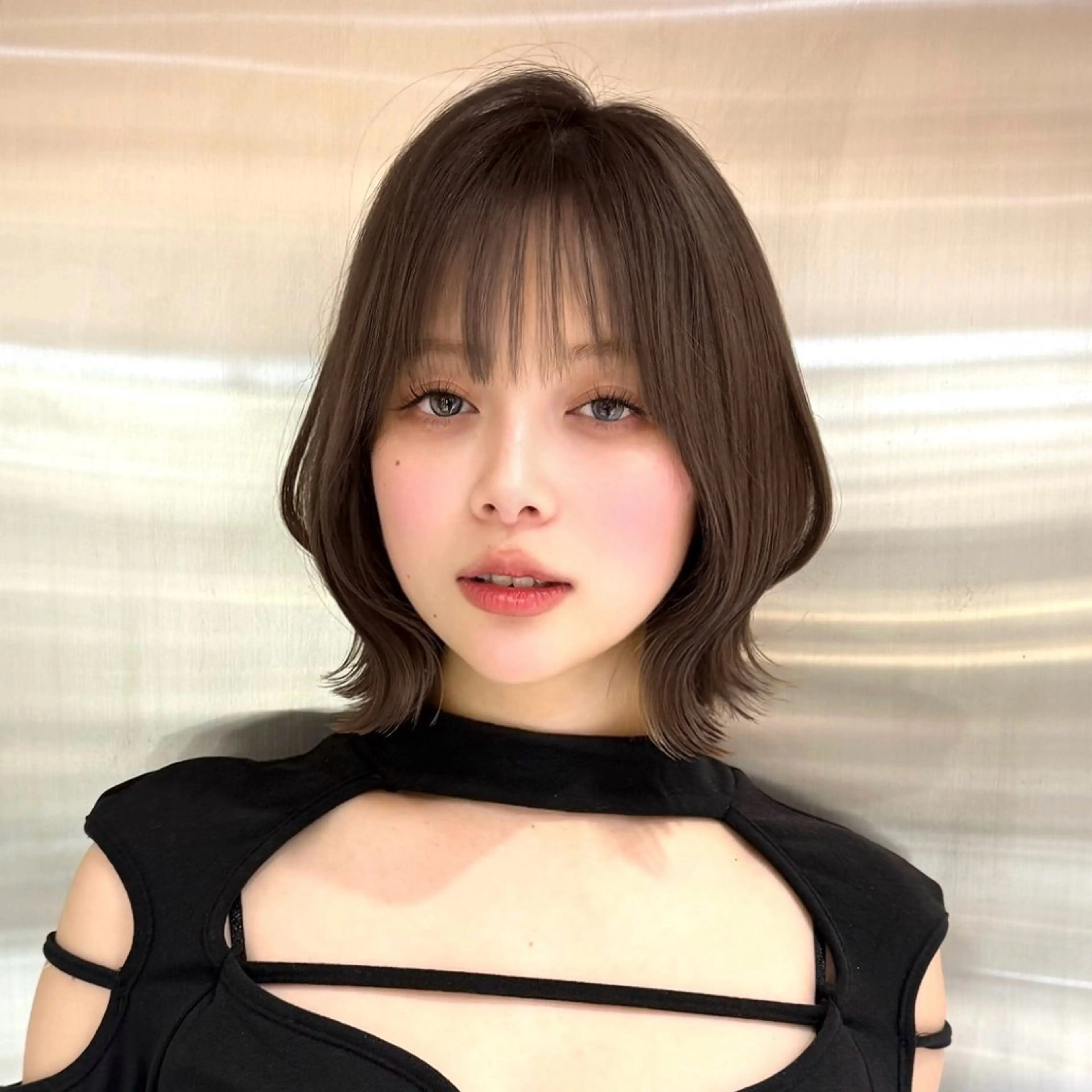 ミディアム カラー ヘアアレンジ ボブレイヤー 透明感カラー ボブ 韓国風ヘア レイヤーカット 韓国ボブ/髪質改善 /新宿/Rumiのヘアスタイル