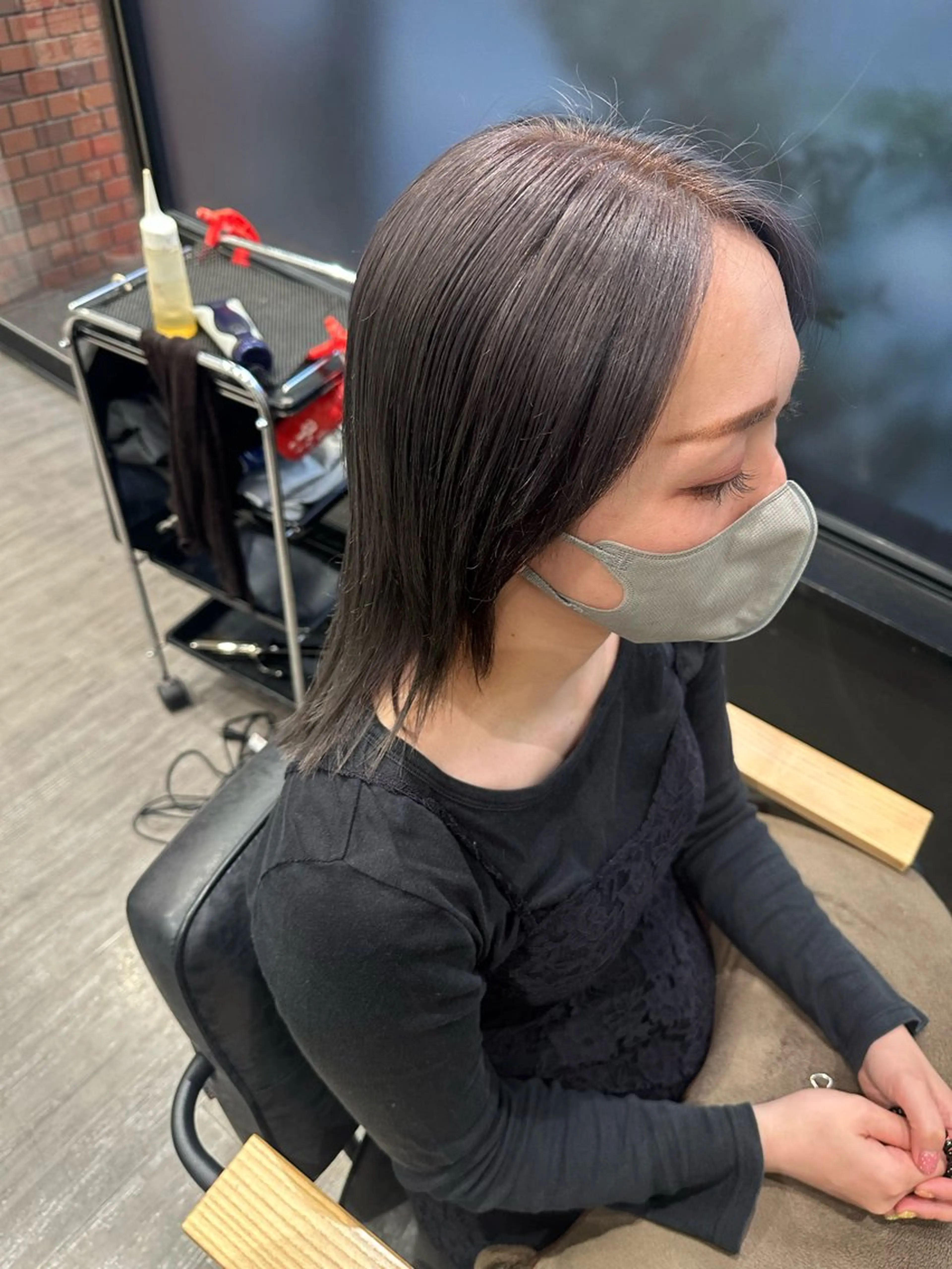 ミディアム カラー ラベンダーカラー ラベンダーグレー 艶髪レイヤー上田 紗也🇰🇷💗のヘアスタイル