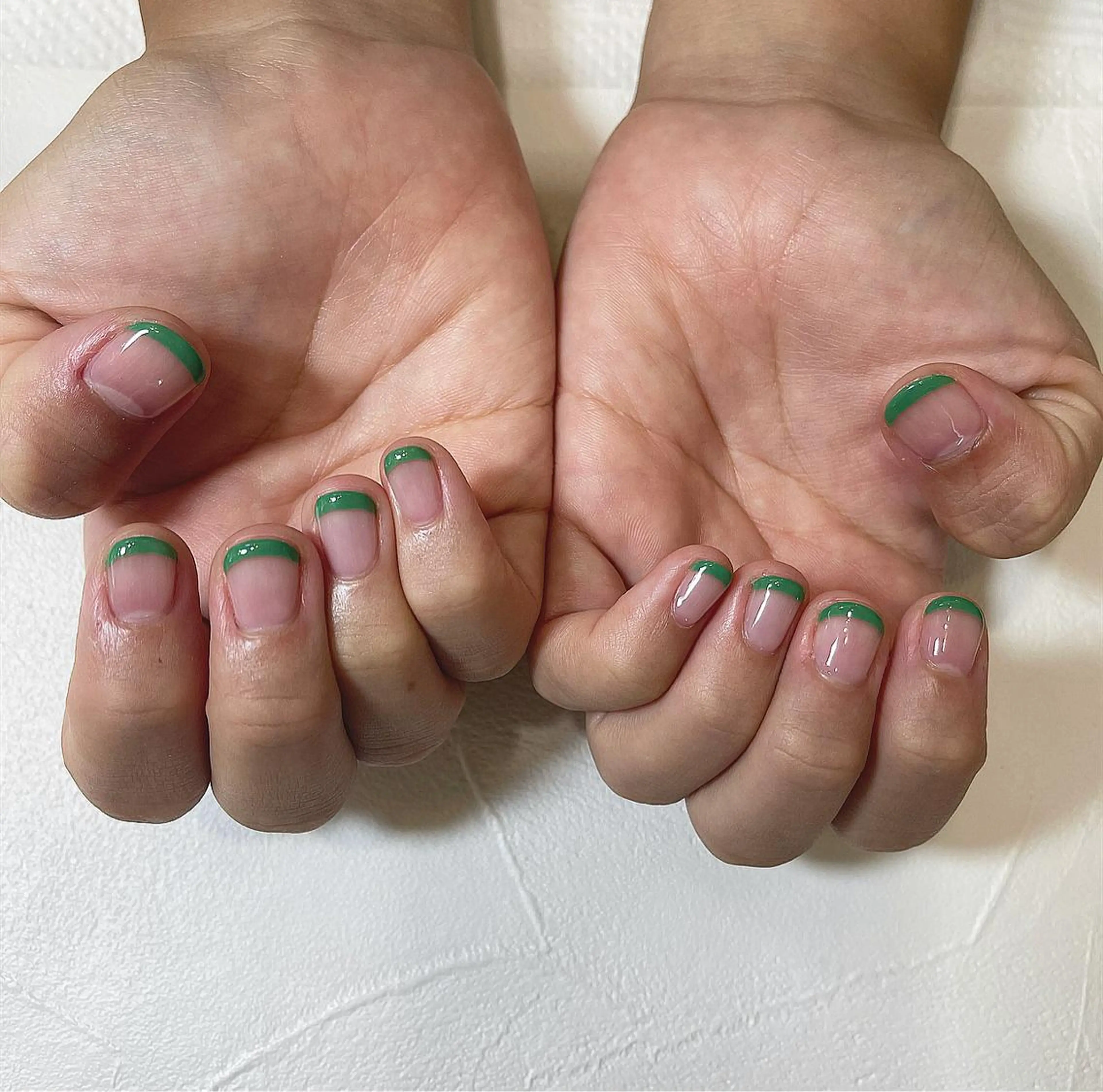 ネイル フレンチネイル グリーン よねだ ゆうらのネイルデザイン