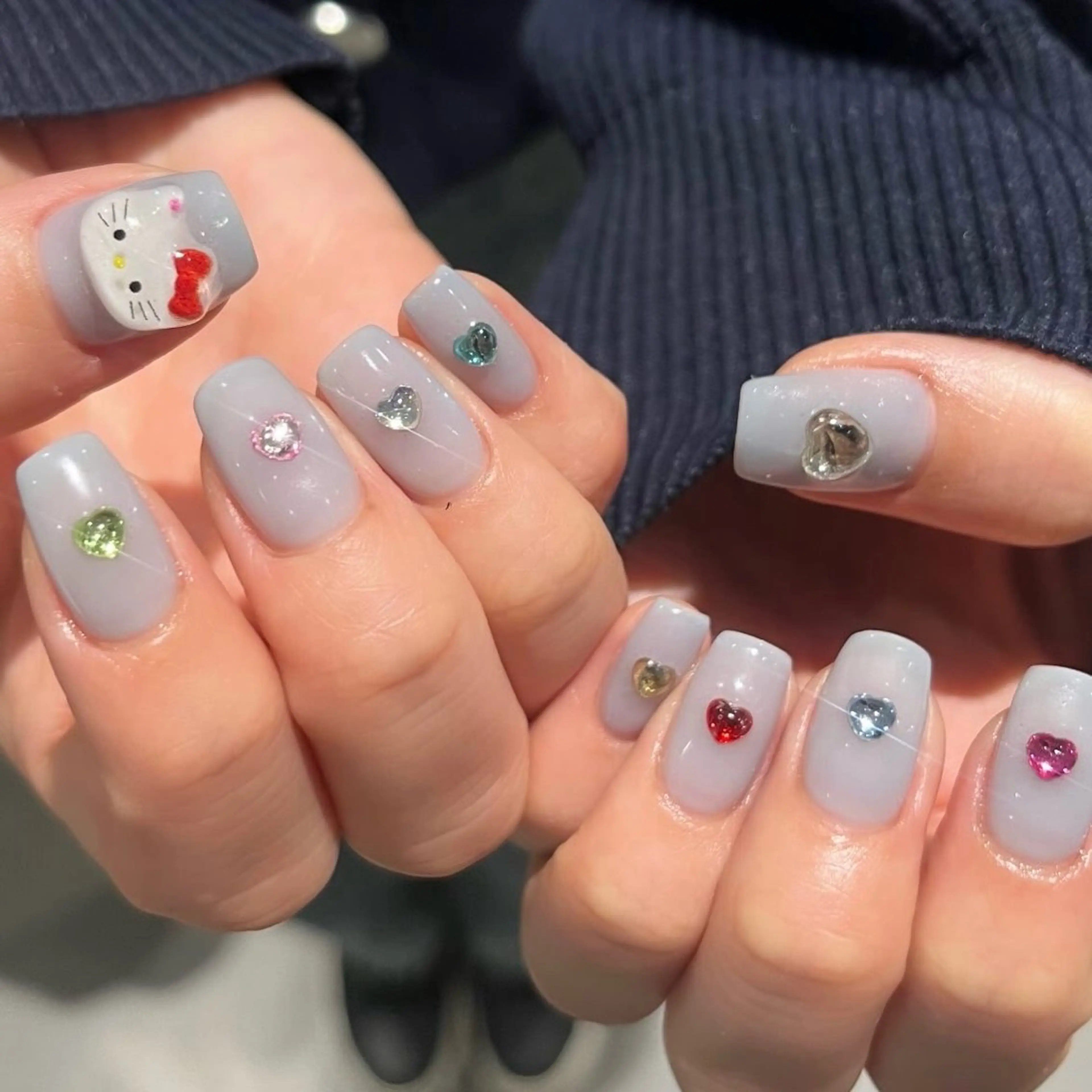 ネイル ブルー ガーリー ハート ハンドネイル miyuu🤍 @__miyuu._のその他イメージ