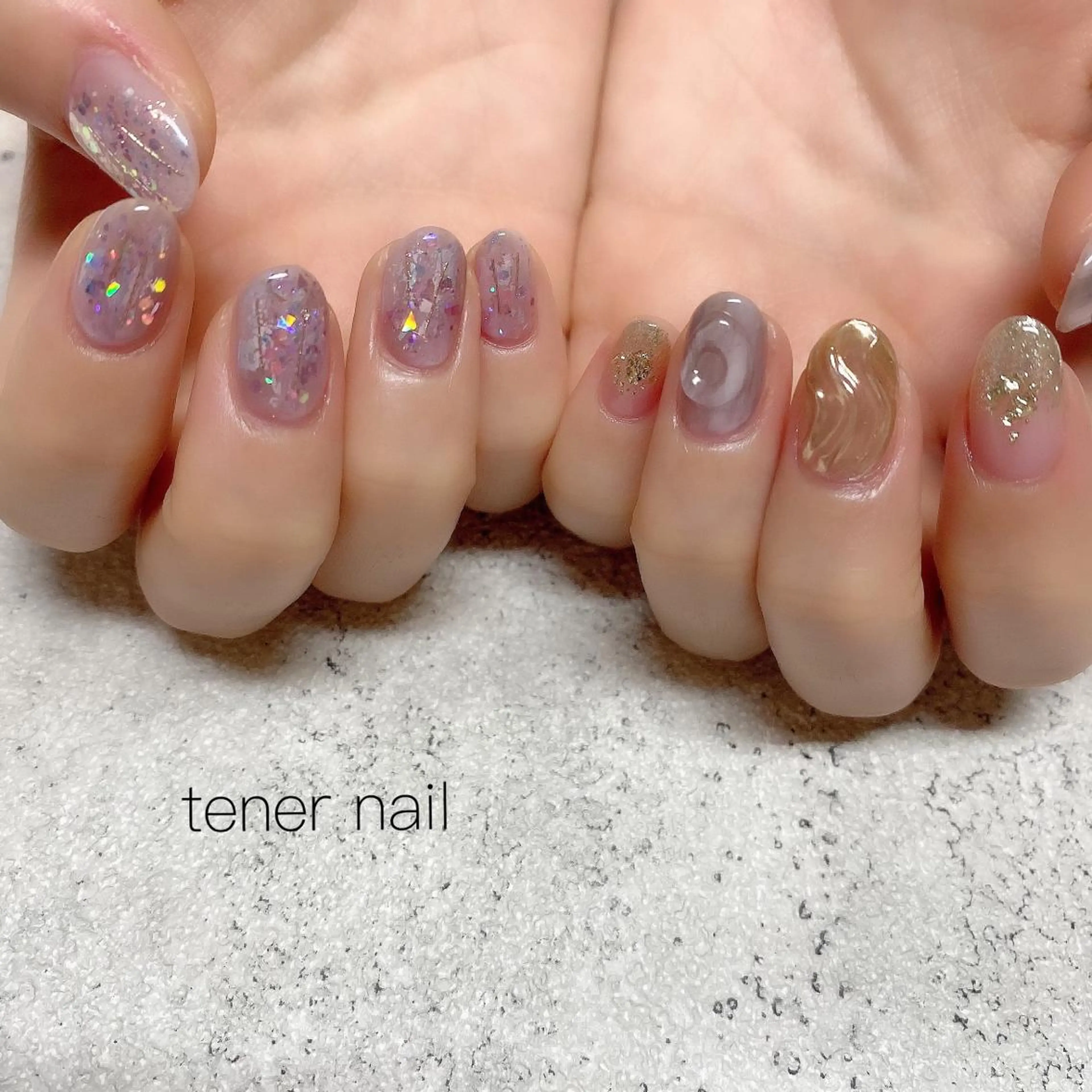 ネイル ラメ(グリッター) ピンク パープル tener  nail  テネルネイル所属・テネルネイル tener nailのネイルデザイン