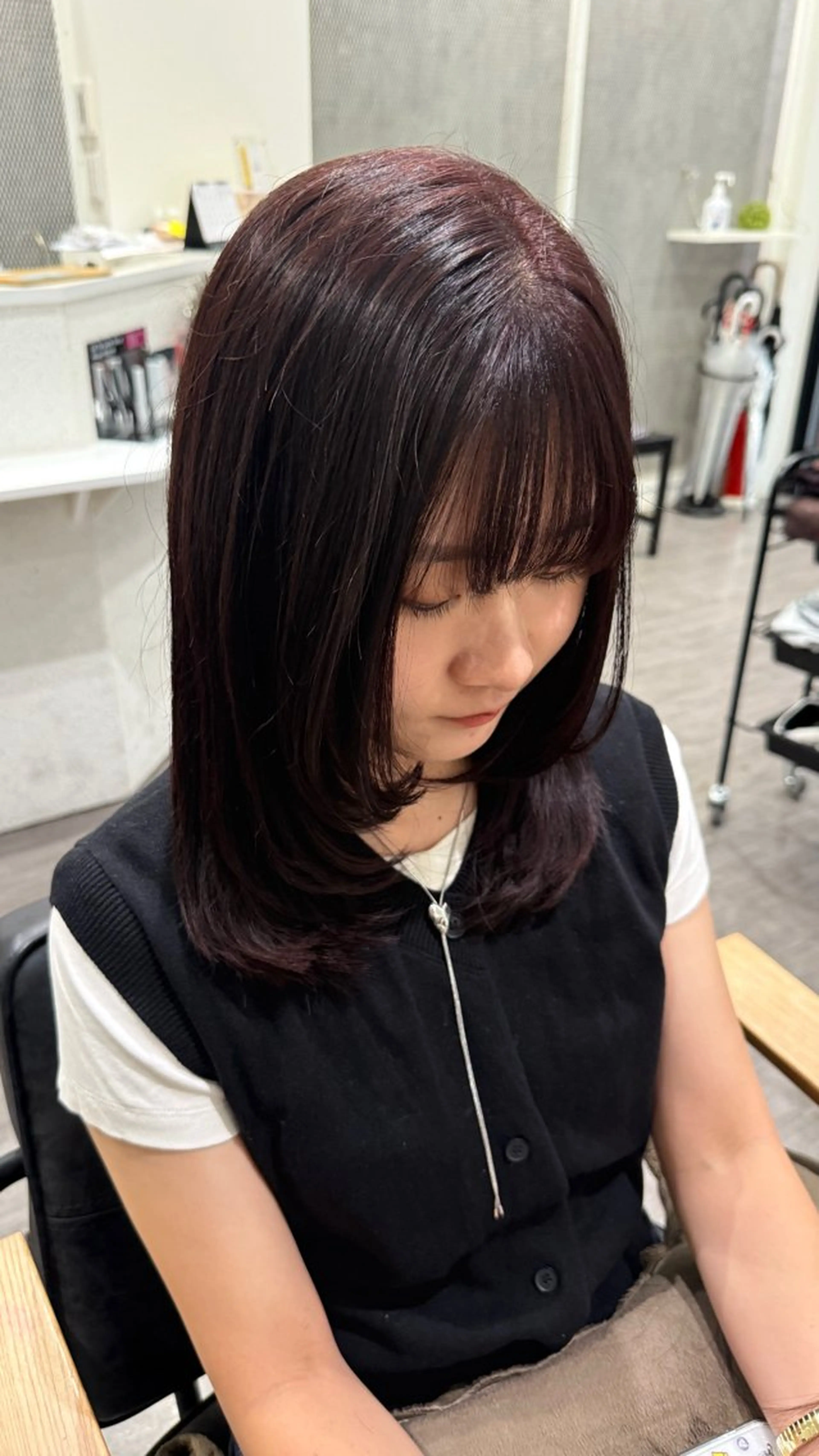 ミディアム カラー ブラウンカラー レッドカラー レッドブラウン 顔まわりレイヤー レイヤーカット カット ヘアカラー トリートメント 艶髪レイヤー上田 紗也🇰🇷💗のヘアスタイル