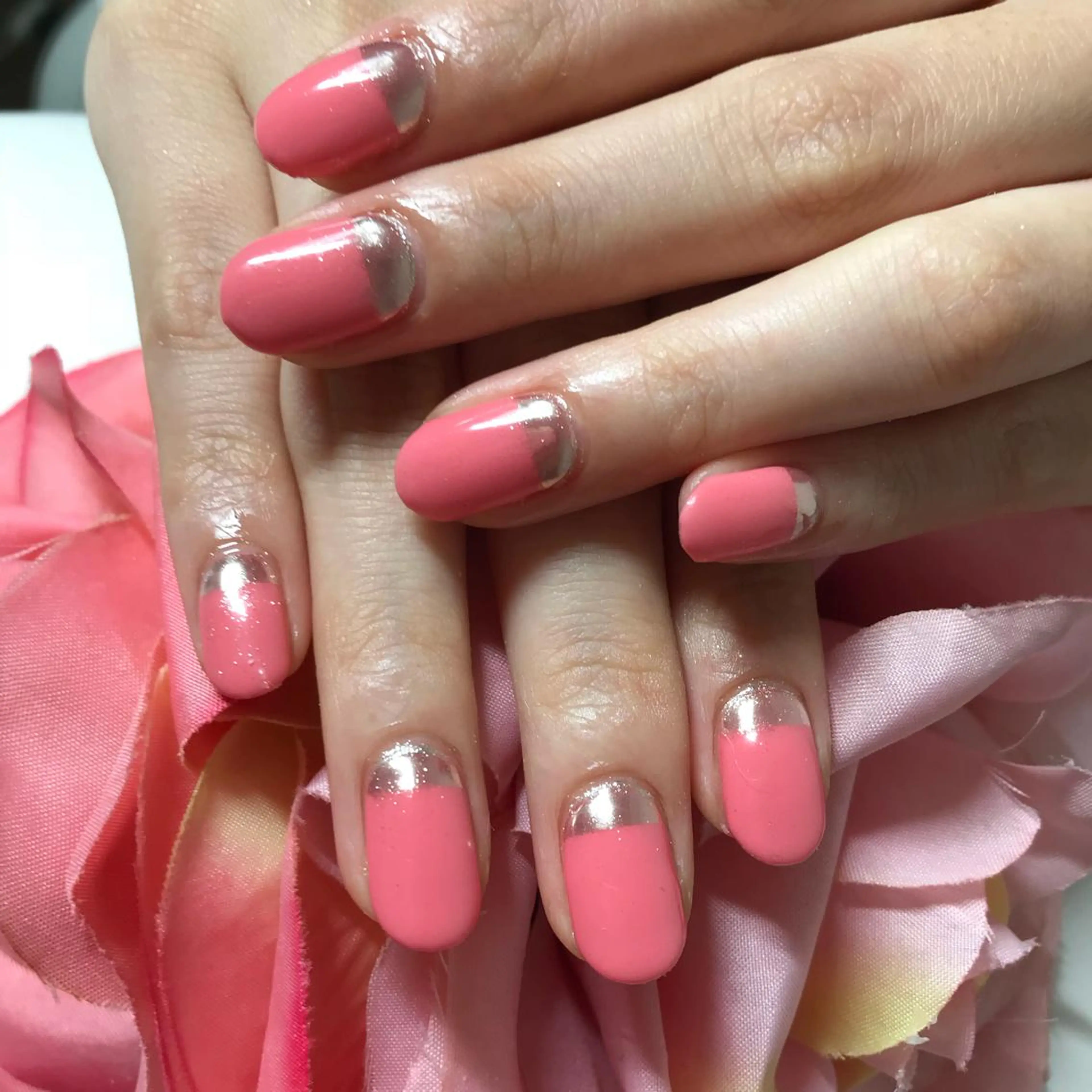 ショート ネイル ミラーネイル ハンドネイル 《LB》ラブリエ Nail&eyeのマツエク・マツパデザイン