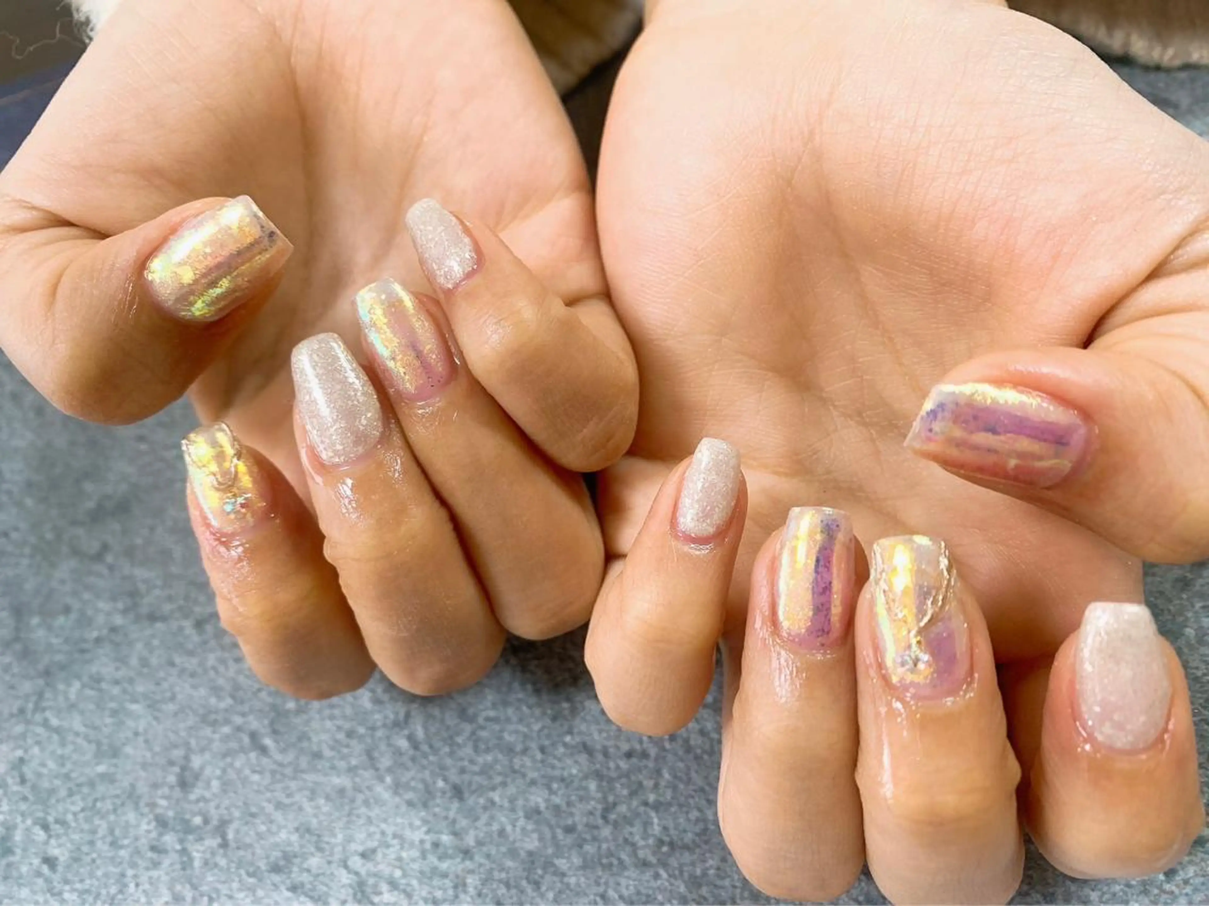 ネイル オーロラネイル フラワーネイル フットネイル フレンチネイル ジェルネイル Mogu nail 二子玉川のネイルデザイン