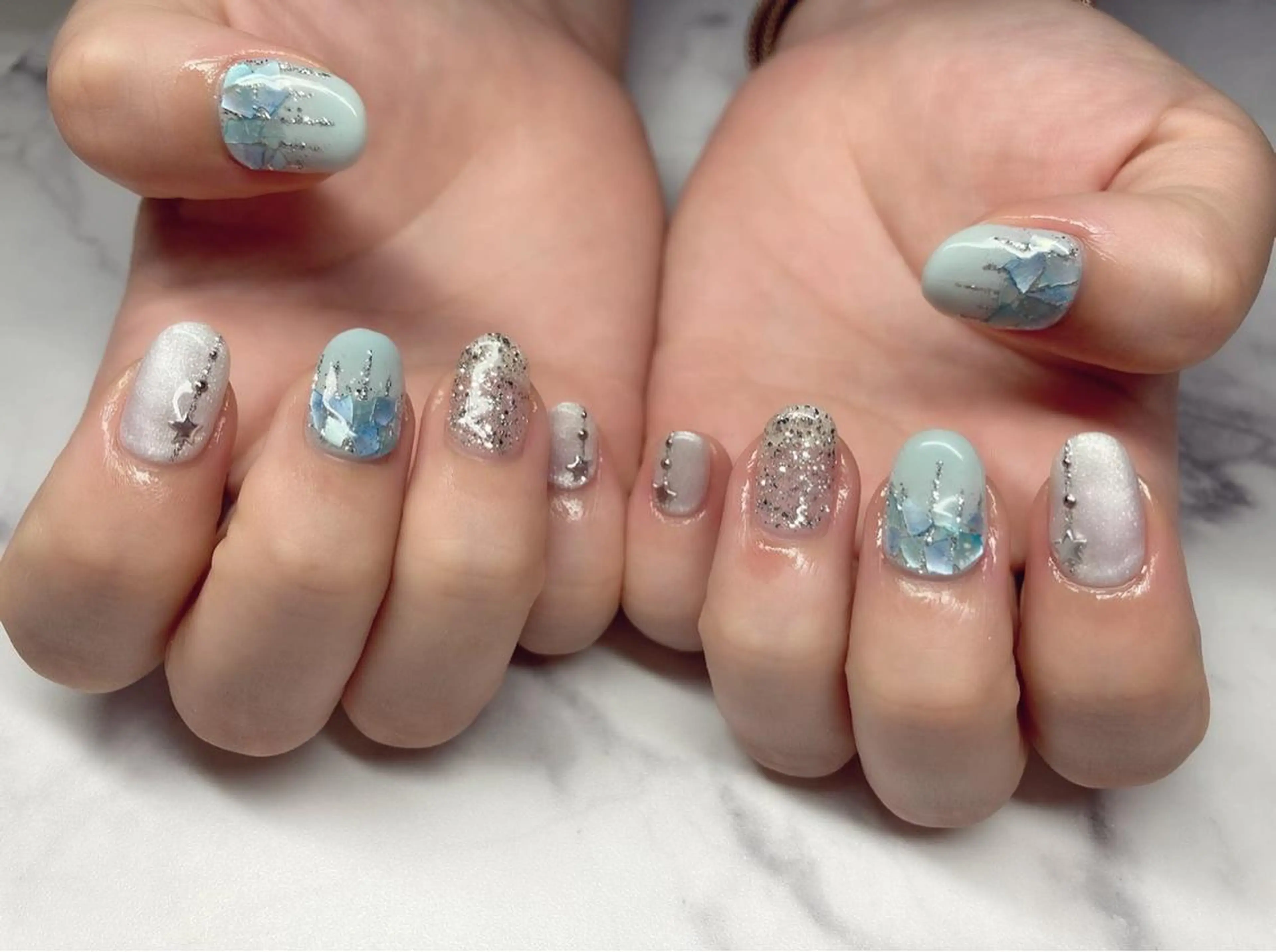 ネイル 長さ出し ジェルネイル パラジェル スカルプネイル 夏ネイル Nail&eye Belire 新宿のネイルデザイン