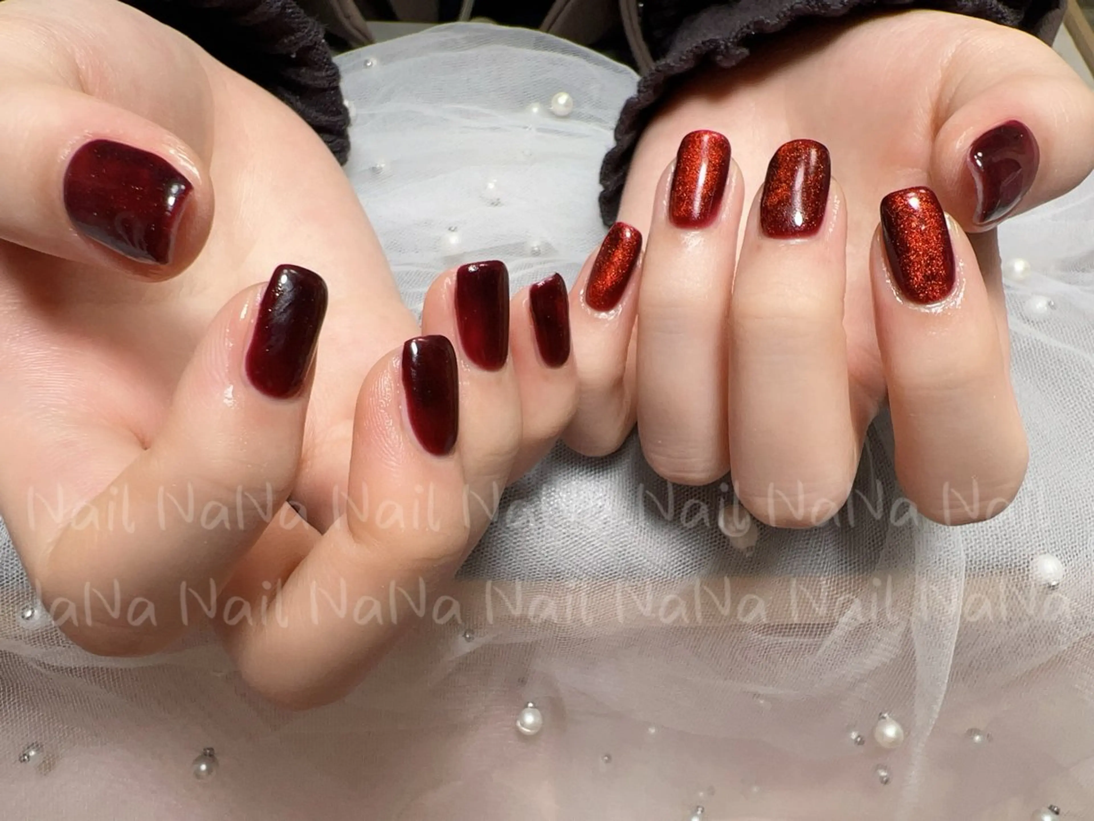 ネイル マグネットネイル 赤色 ハンドネイル Nail NaNaのネイルデザイン