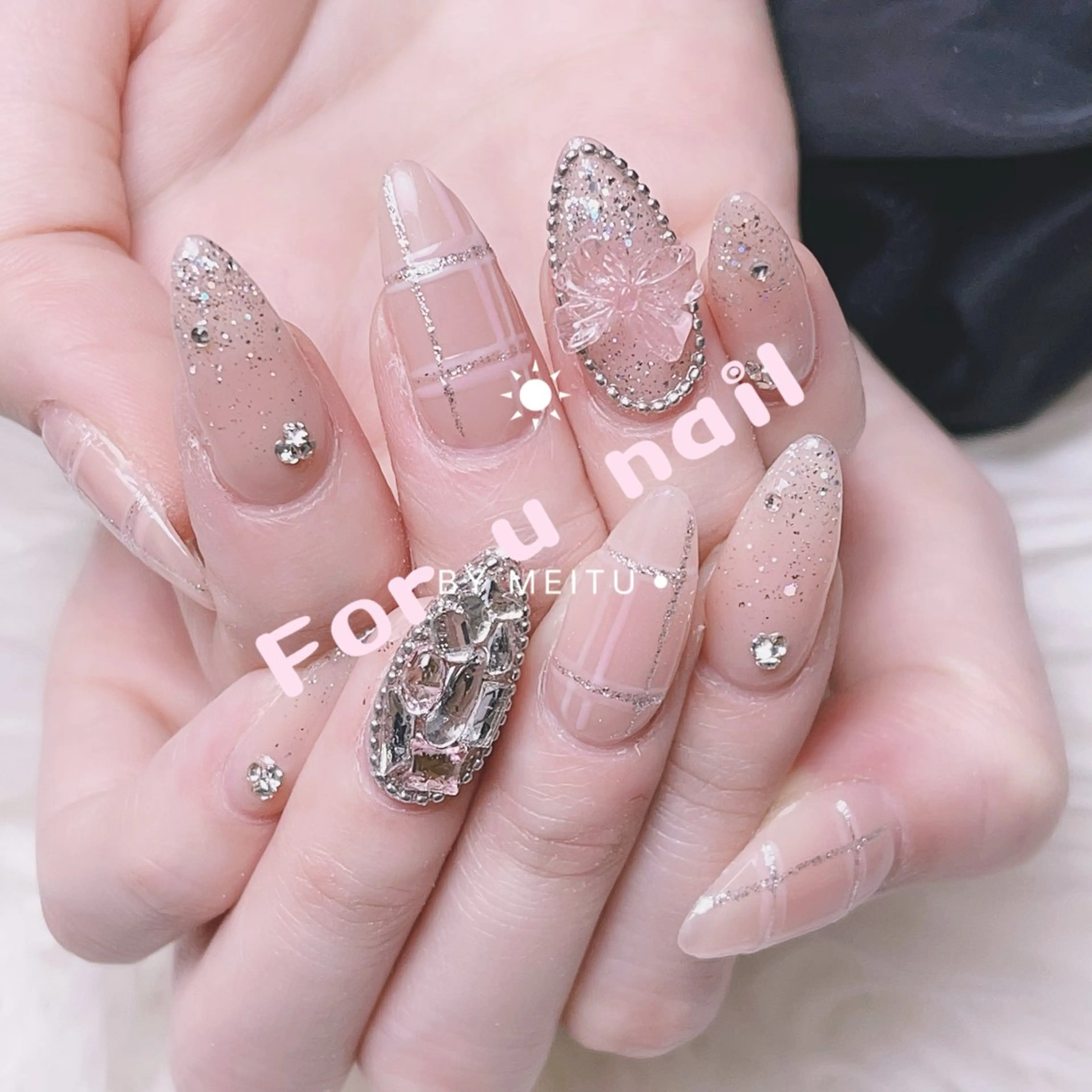 メンズ ネイル アートネイル フレンチネイル ジェルネイル キラキラネイル パラジェル ハンドネイル Bloom スカルプ専門店のネイルデザイン