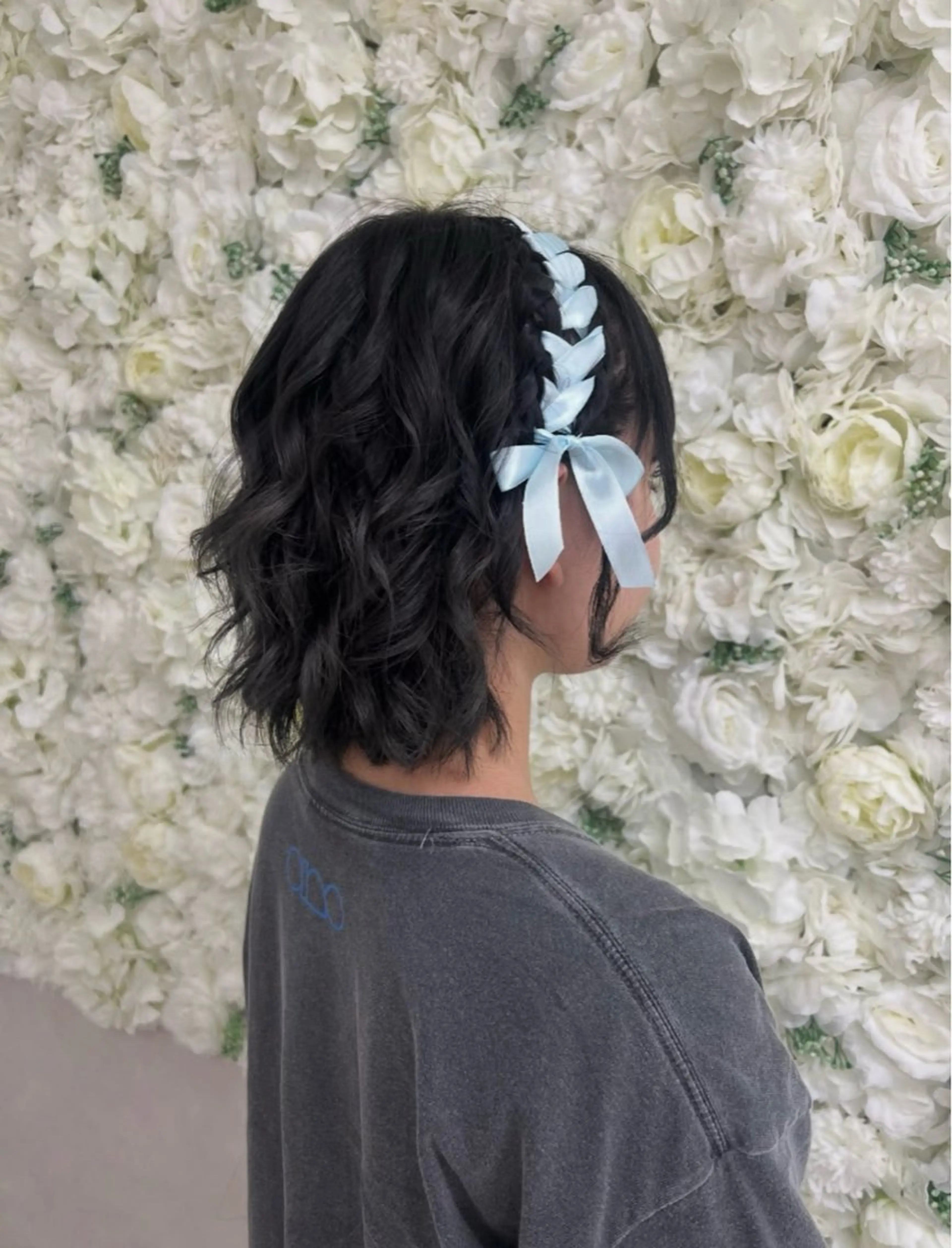 レースアップ リボン編み込み🎀の写真