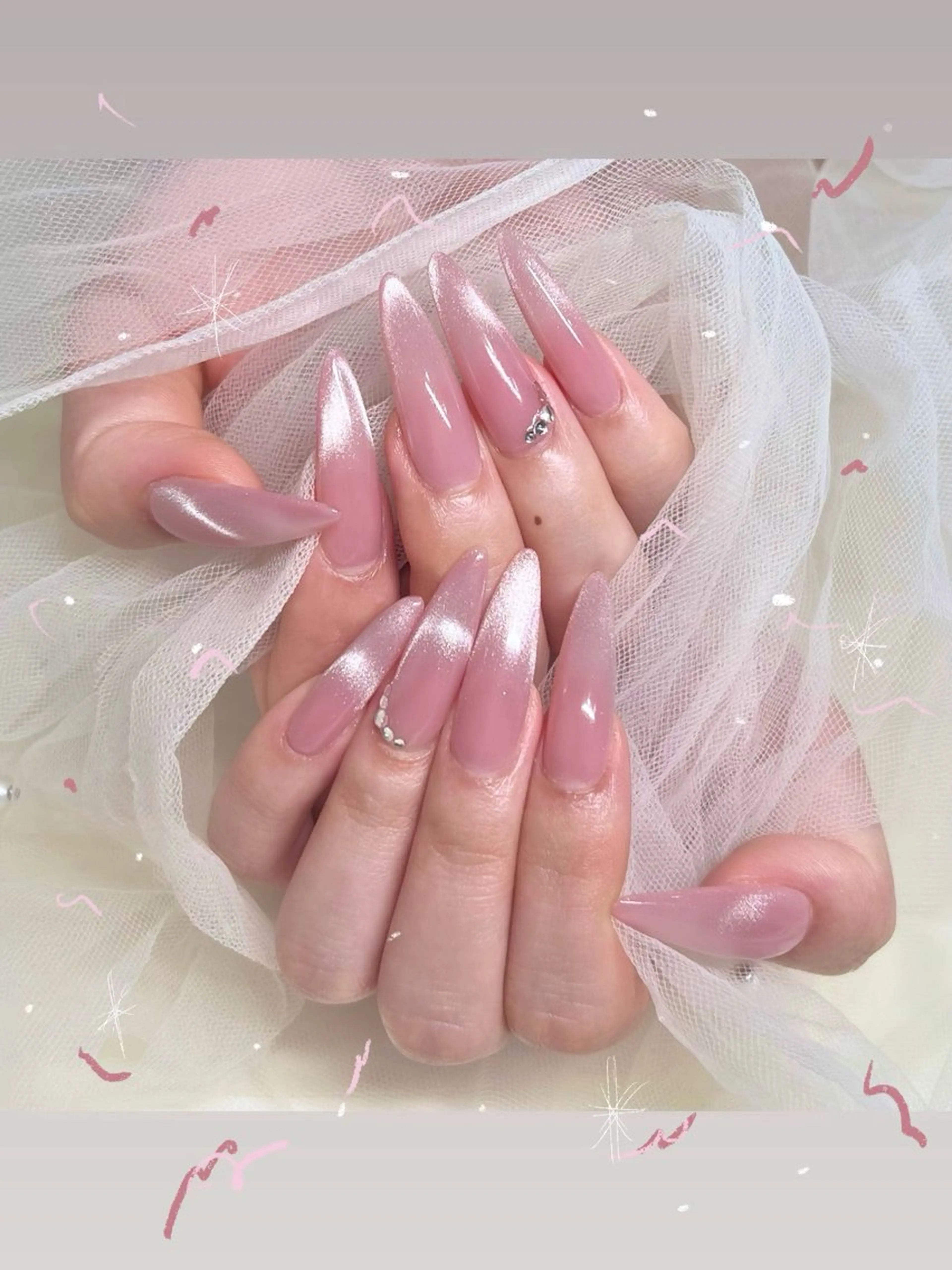 ネイル ロングネイル ハンドネイル joieang京橋店 SHURIのネイルデザイン