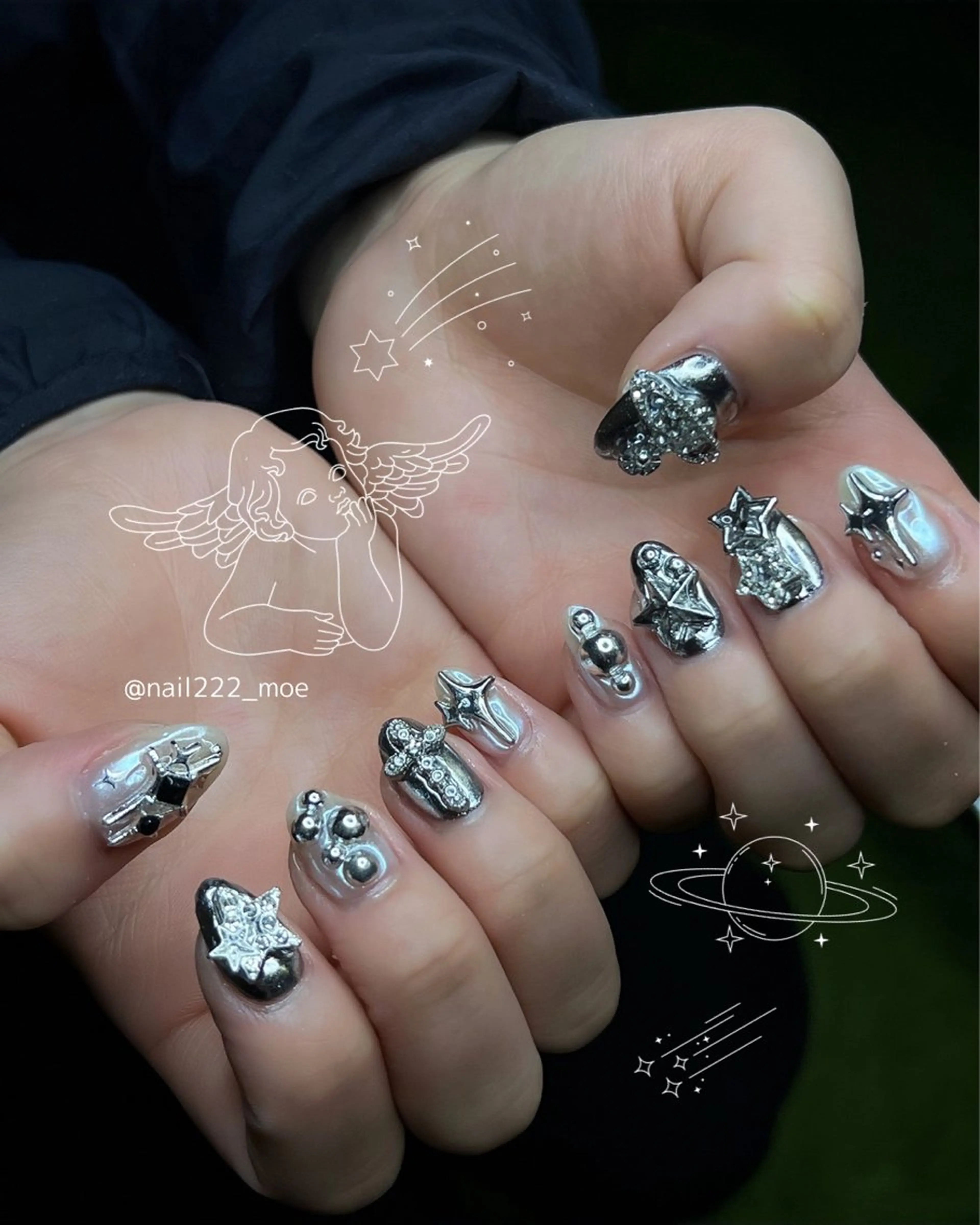 ネイル ハンドネイル ⟡.*222⋰˚☆ MöEのネイルデザイン