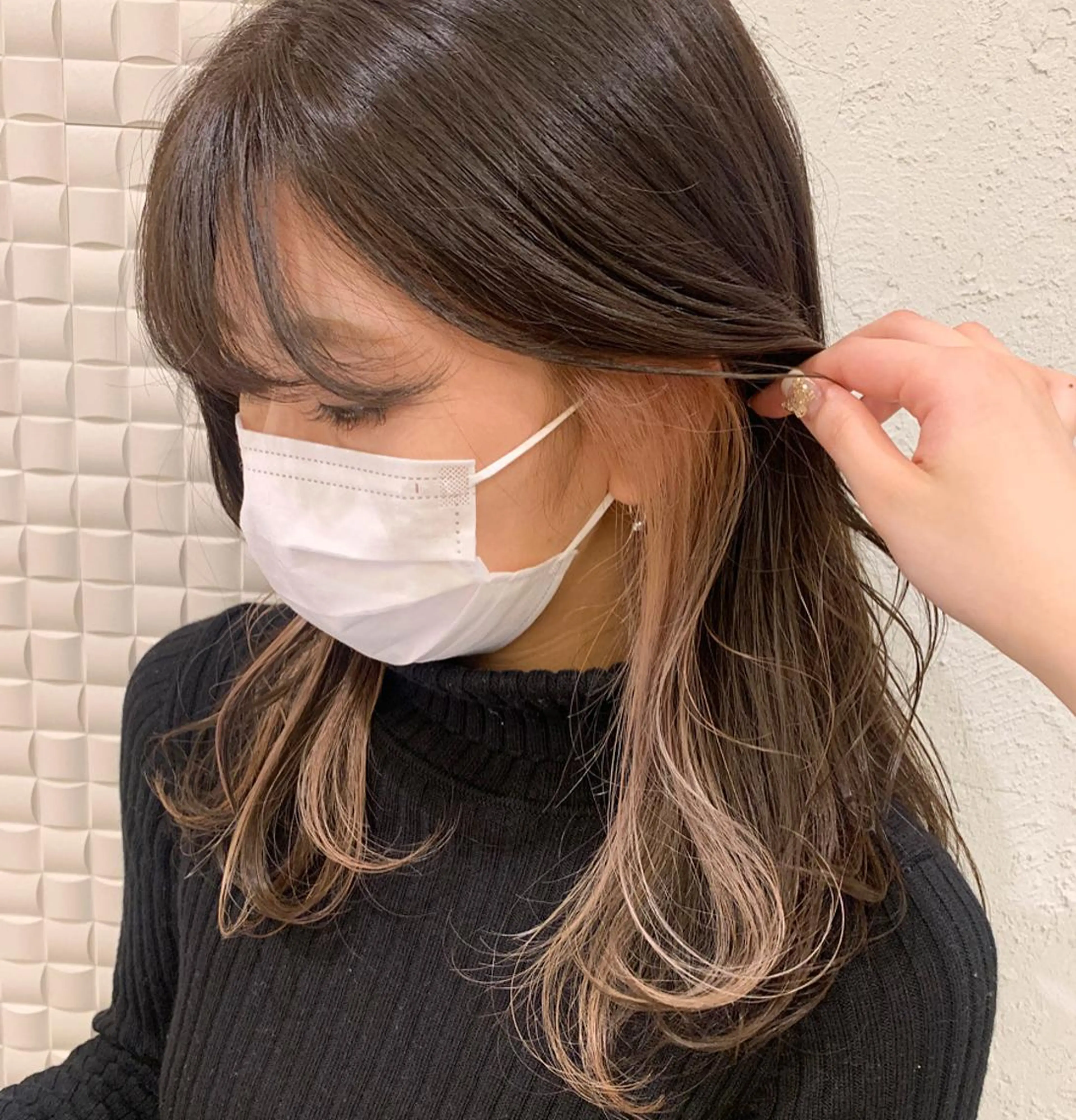 🍒デザイン🍒インナーカラー＋シルクトリートメント🤍コテ巻きorブロー🤍💫の写真