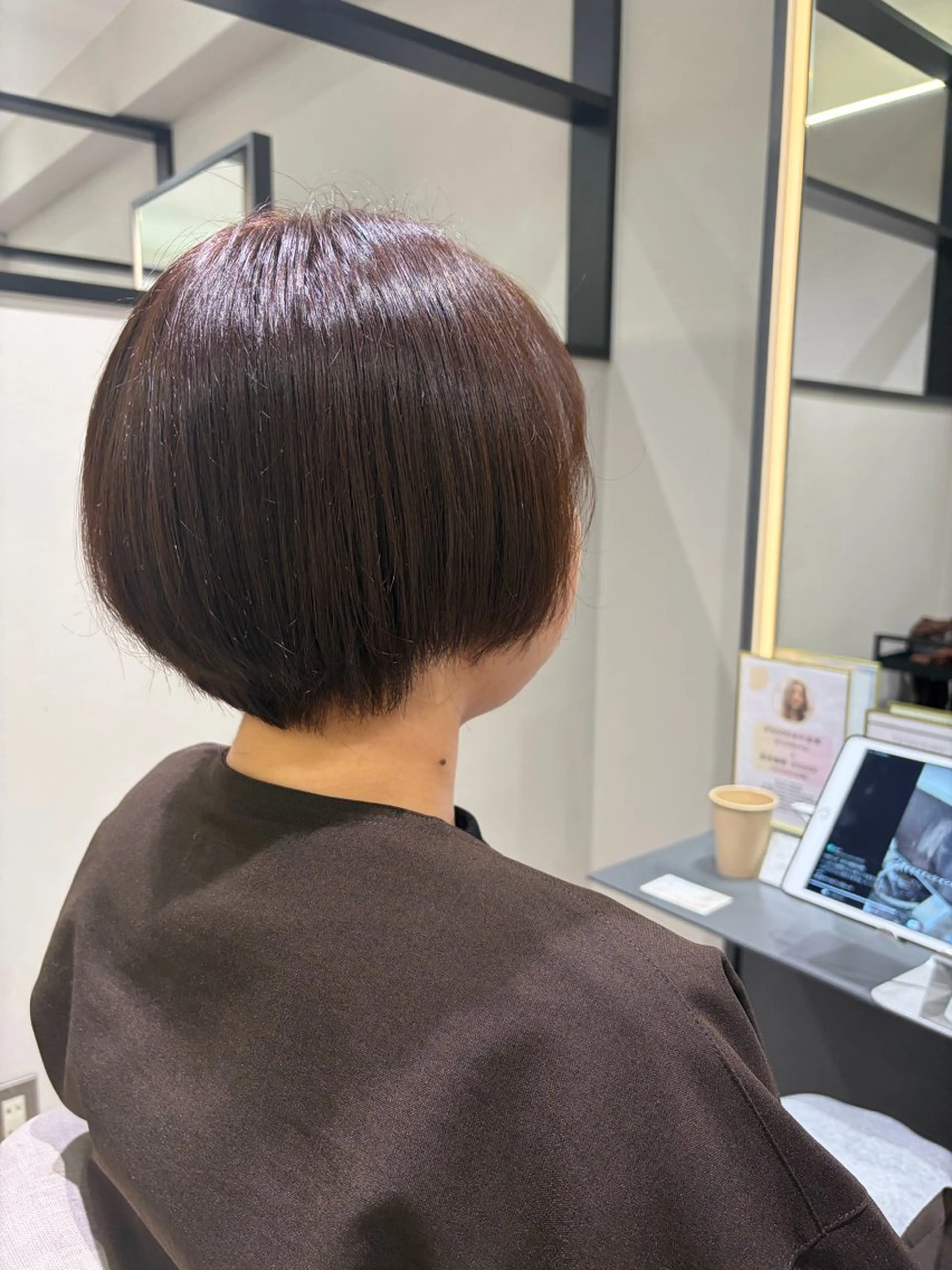 ミディアム ヘアカラー 平日カットモデル 高岡/山崎開世のヘアスタイル