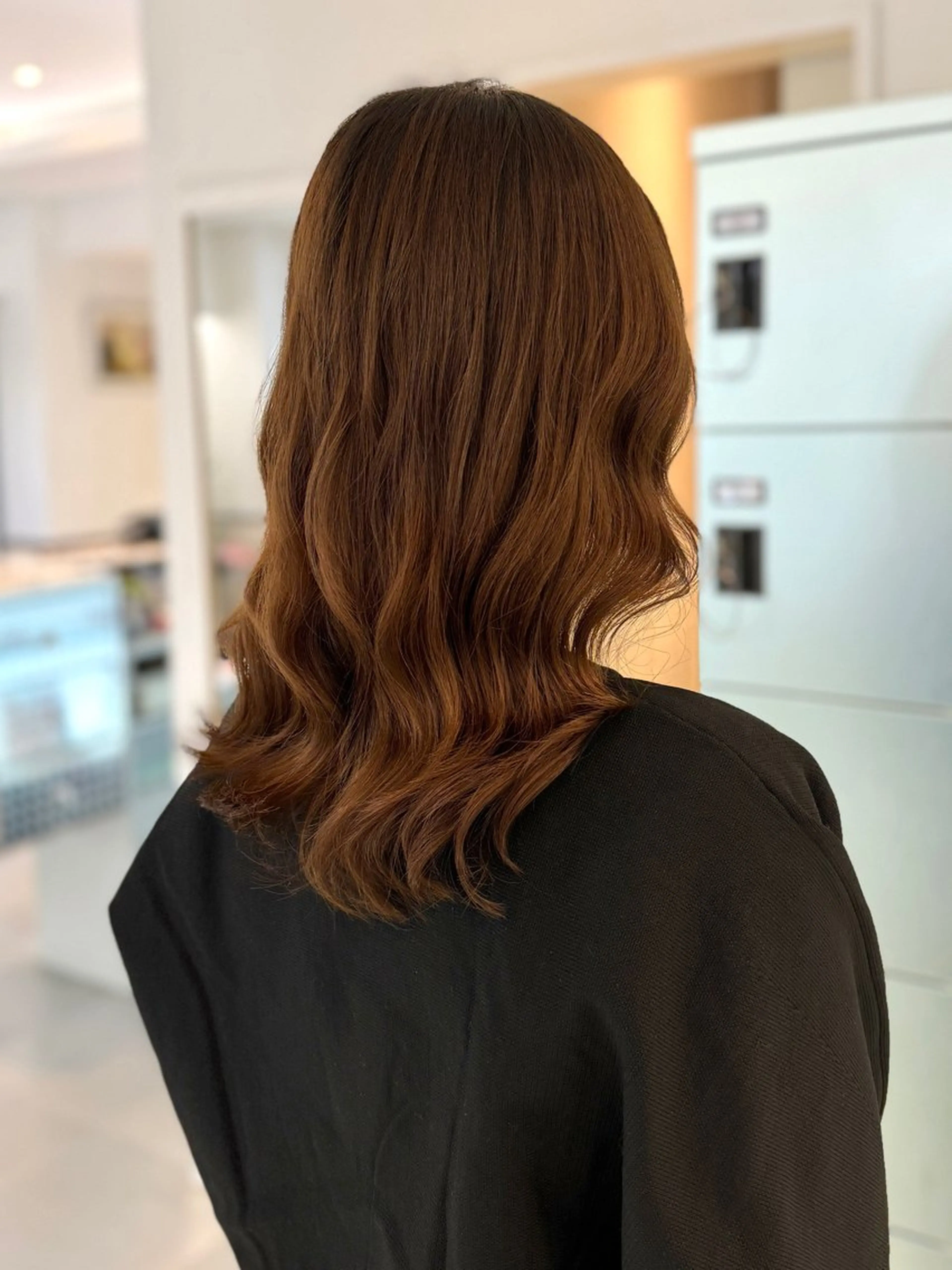 セミロング セミロングパーマ カット パーマ トリートメント デジタルパーマ/ コテ巻き風パーマのヘアスタイル