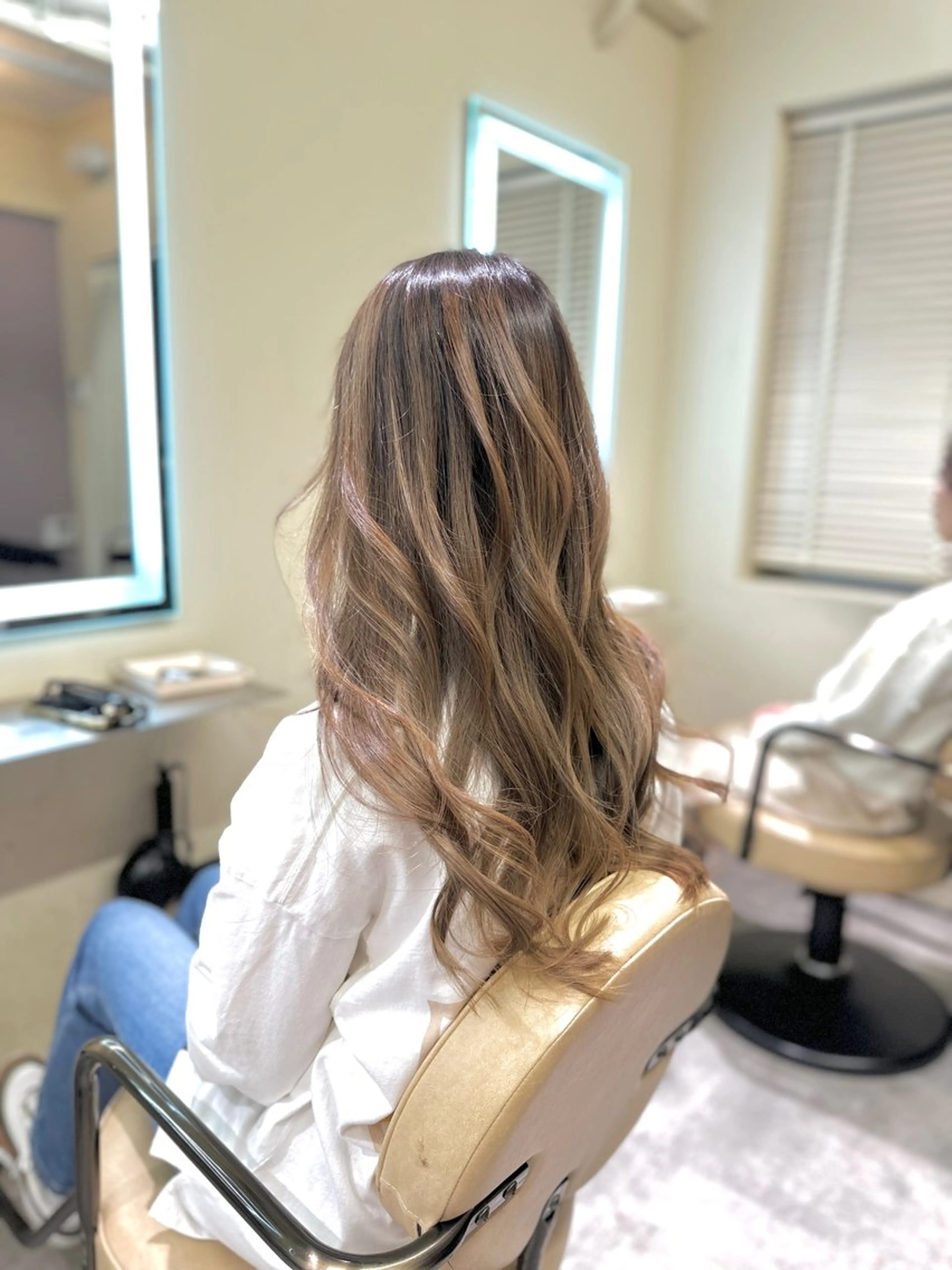 ロング カラー アディクシーカラー バレイヤージュ ブリーチ デザインカラー ダブルカラー カット ヘアカラー トリートメント opus 店長大和 レイヤー/赤み消しのヘアスタイル