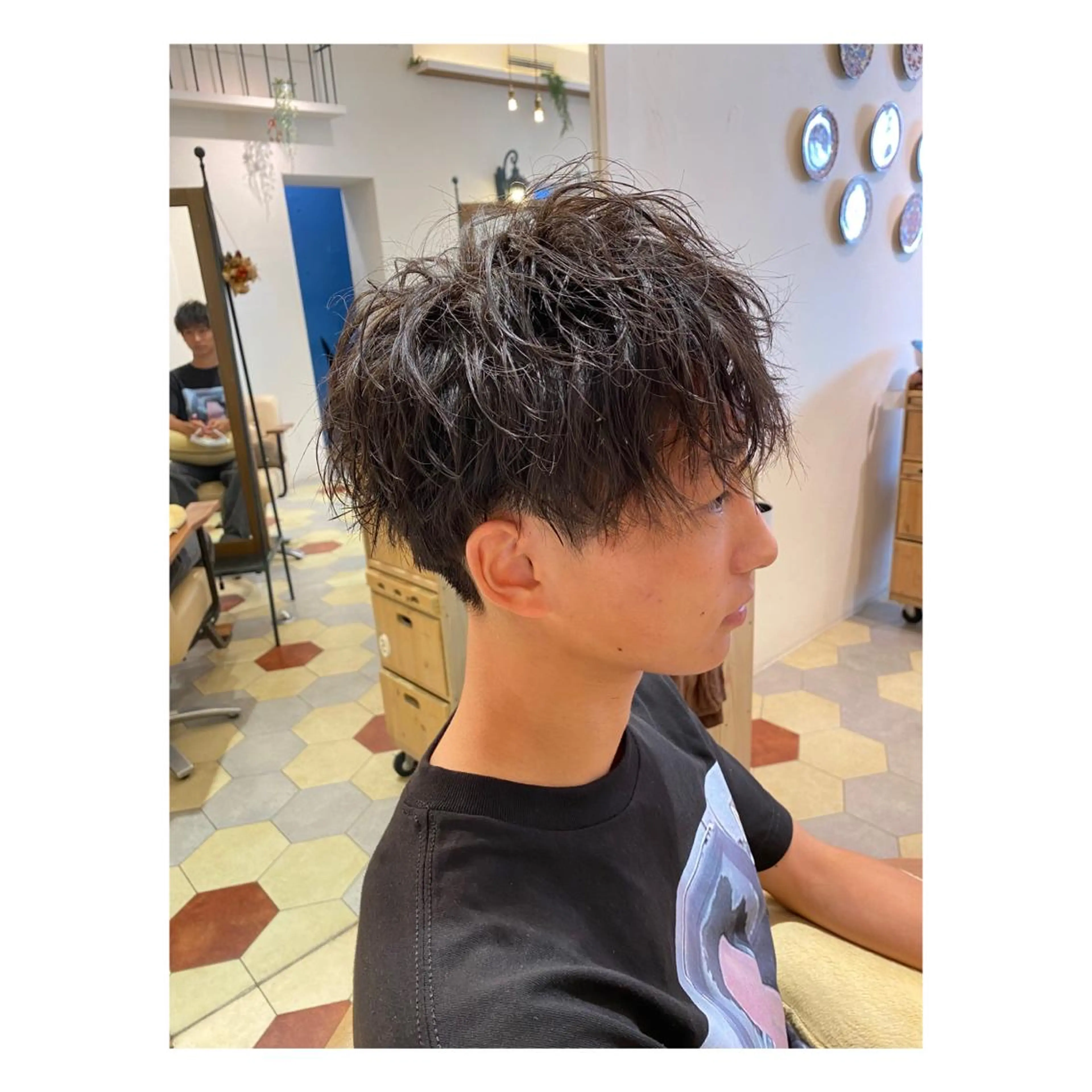 ミディアム パーマ メンズ カット パーマ 菊池大一 溝の口パーマのヘアスタイル