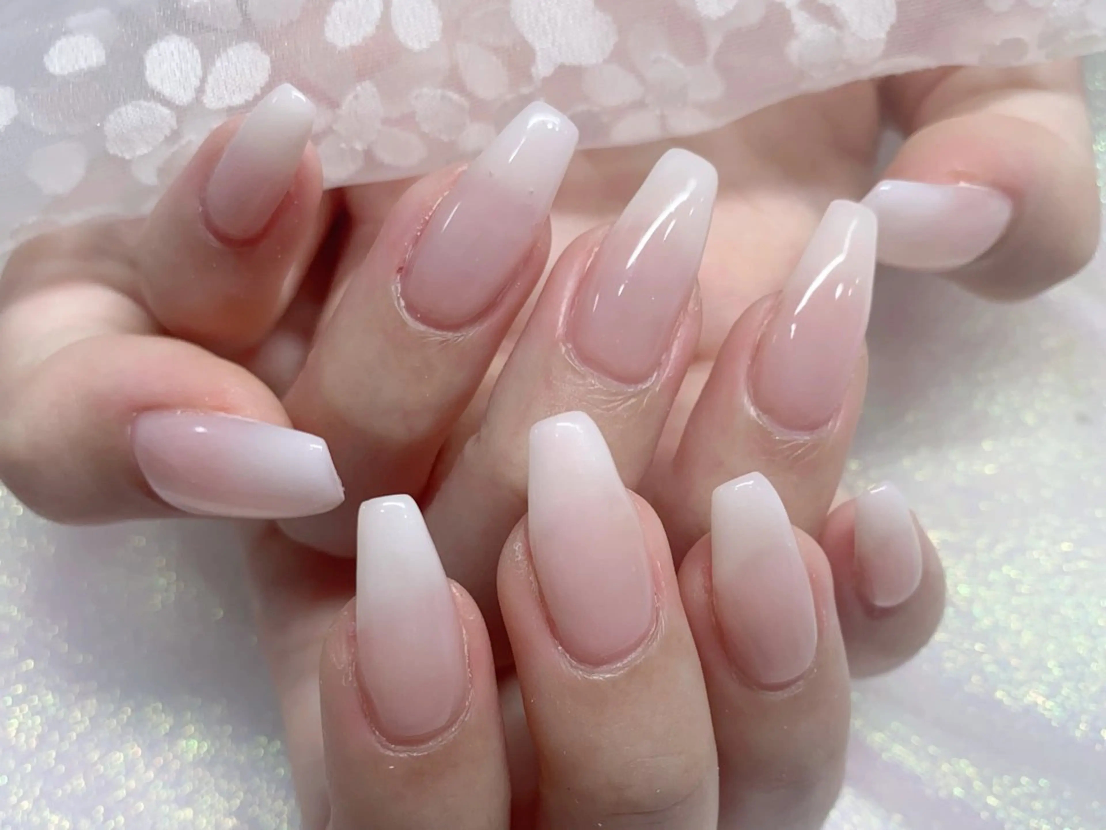 ネイル 長さ出し ジェルネイル キラキラネイル 大理石ネイル(マーブル) ニュアンスネイル Morpho nailのネイルデザイン